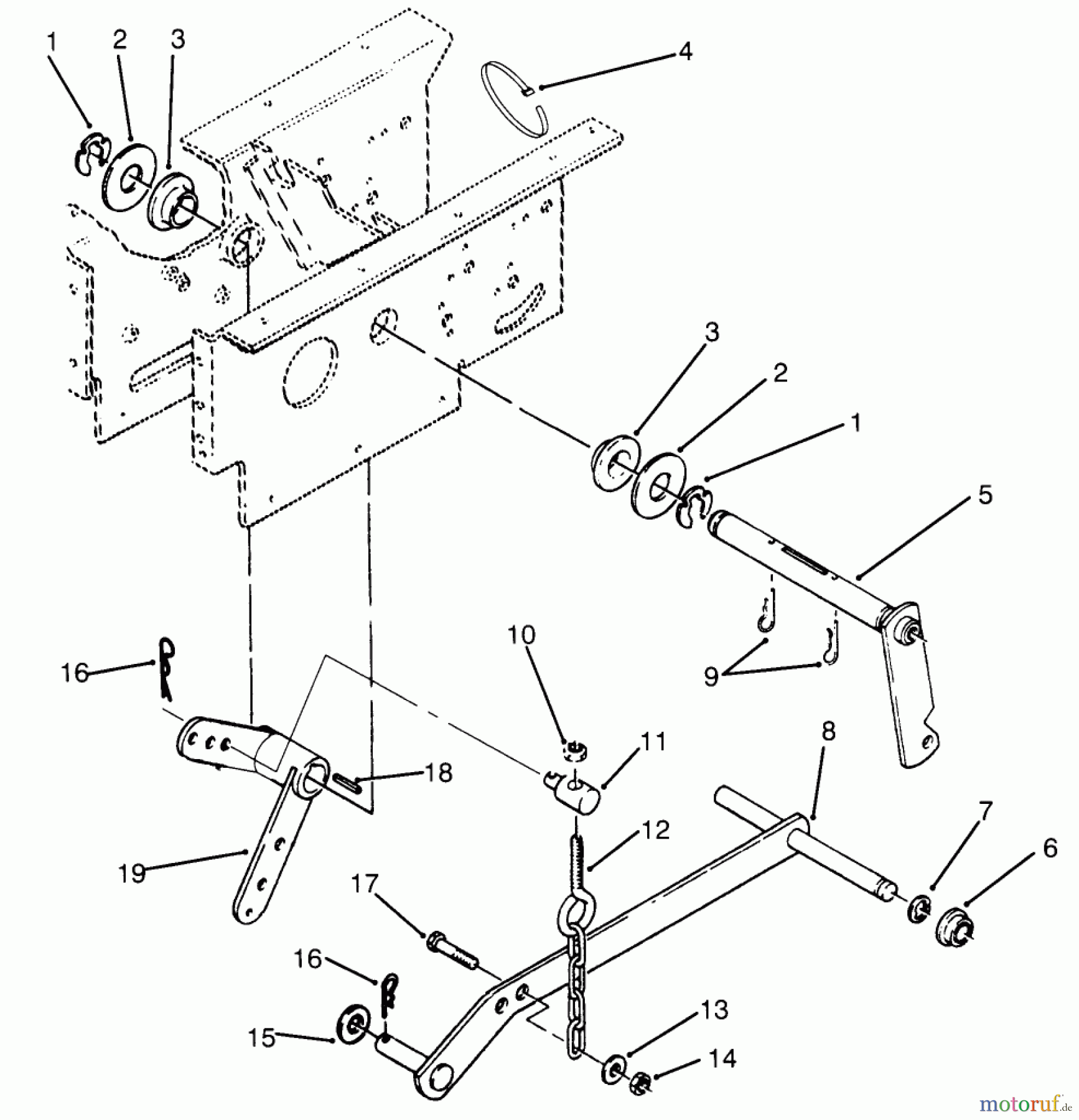 Toro Neu Mowers, Lawn & Garden Tractor Seite 1 73520 (520-H) - Toro 520-H Garden Tractor, 1995 (5900001-5900177) HYDROSTATIC LIFT LINKAGE ASSEMBLY