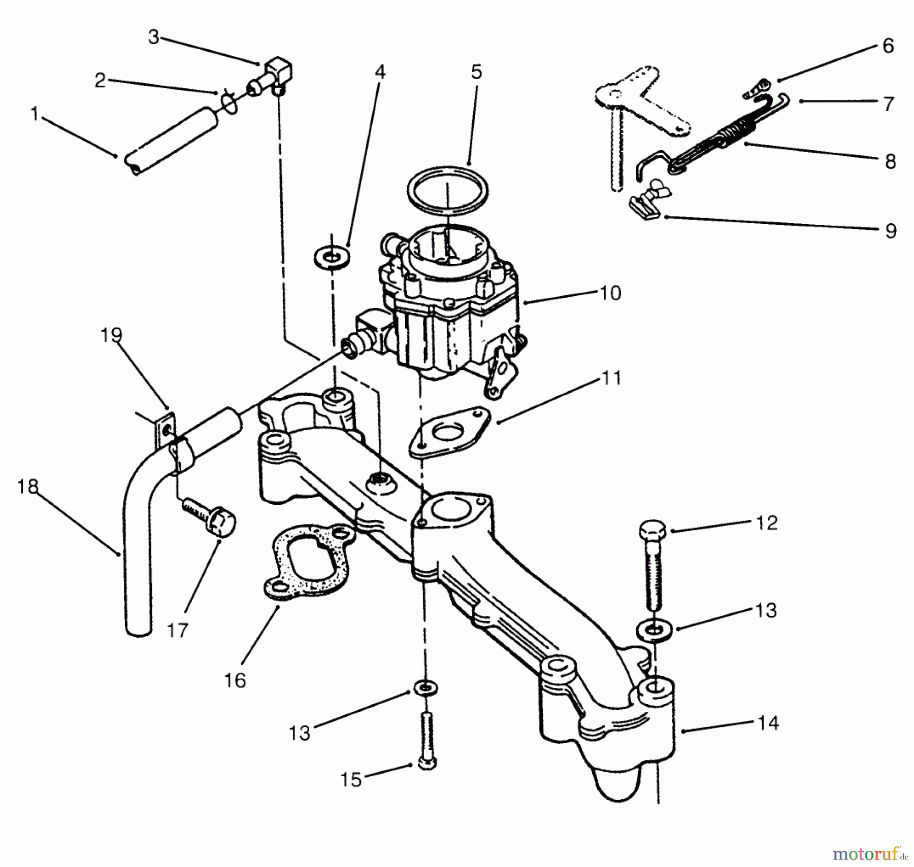Toro Neu Mowers, Lawn & Garden Tractor Seite 1 73520 (520-H) - Toro 520-H Garden Tractor, 1995 (5900001-5900177) INTAKE MANIFOLD