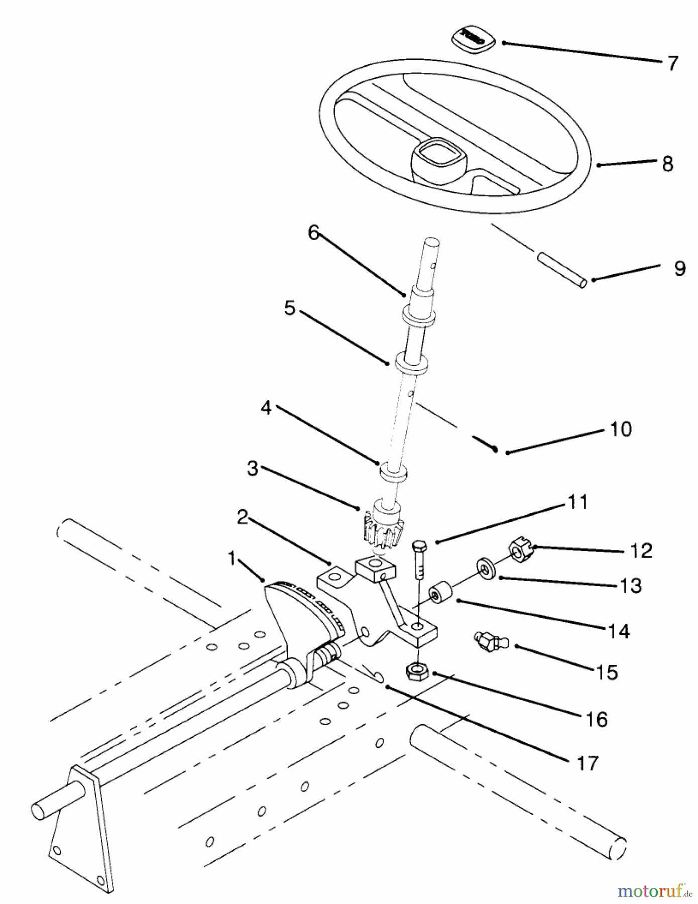 Toro Neu Mowers, Lawn & Garden Tractor Seite 1 73520 (520-H) - Toro 520-H Garden Tractor, 1995 (5900001-5900177) STEERING GEAR ASSEMBLY