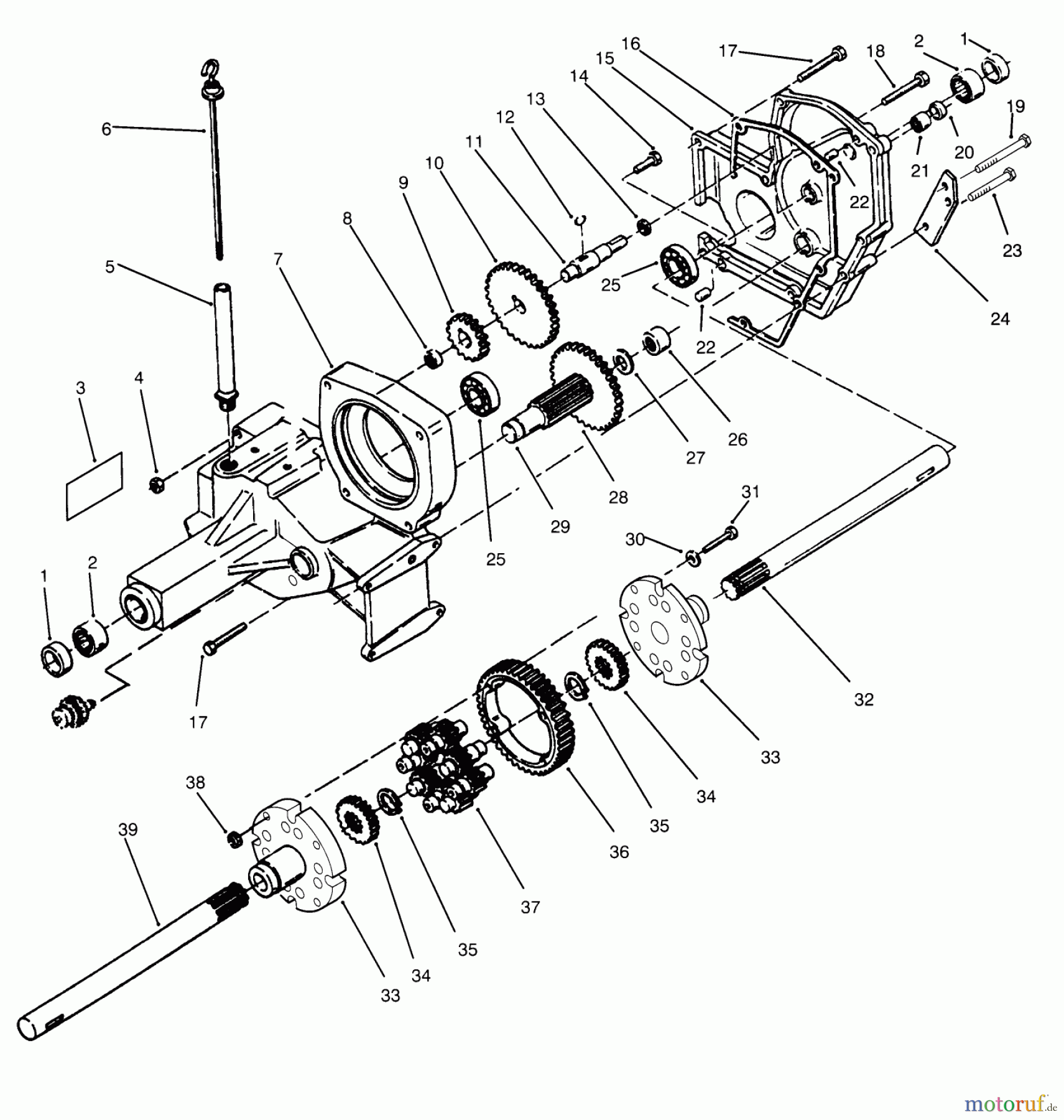 Toro Neu Mowers, Lawn & Garden Tractor Seite 1 73520 (520-H) - Toro 520-H Garden Tractor, 1995 (5900001-5900177) TRANSAXLE