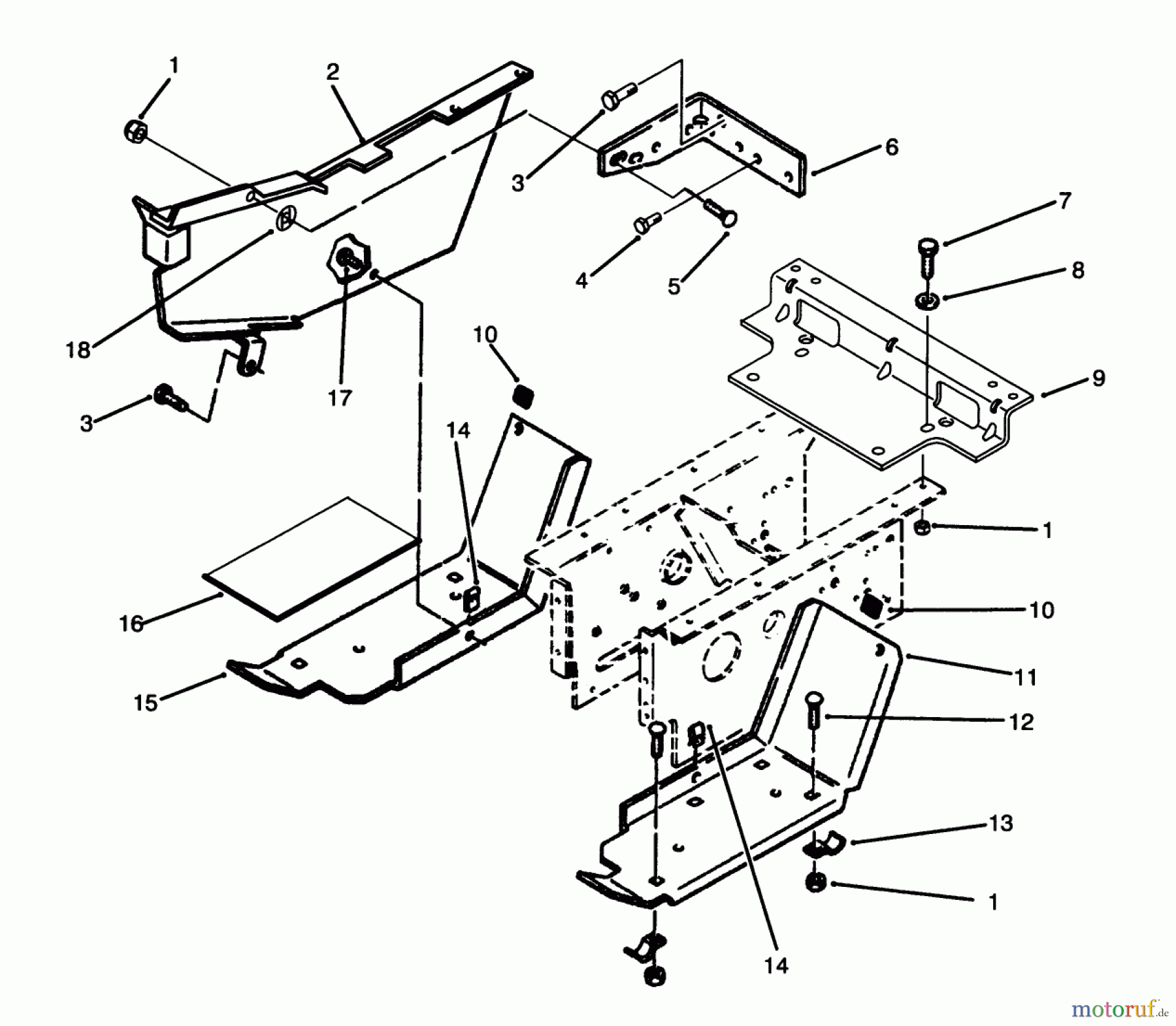 Toro Neu Mowers, Lawn & Garden Tractor Seite 1 73520 (520-H) - Toro 520-H Garden Tractor, 1995 (5900178-5999999) BELT GUARD AND FOOTREST ASSEMBLY