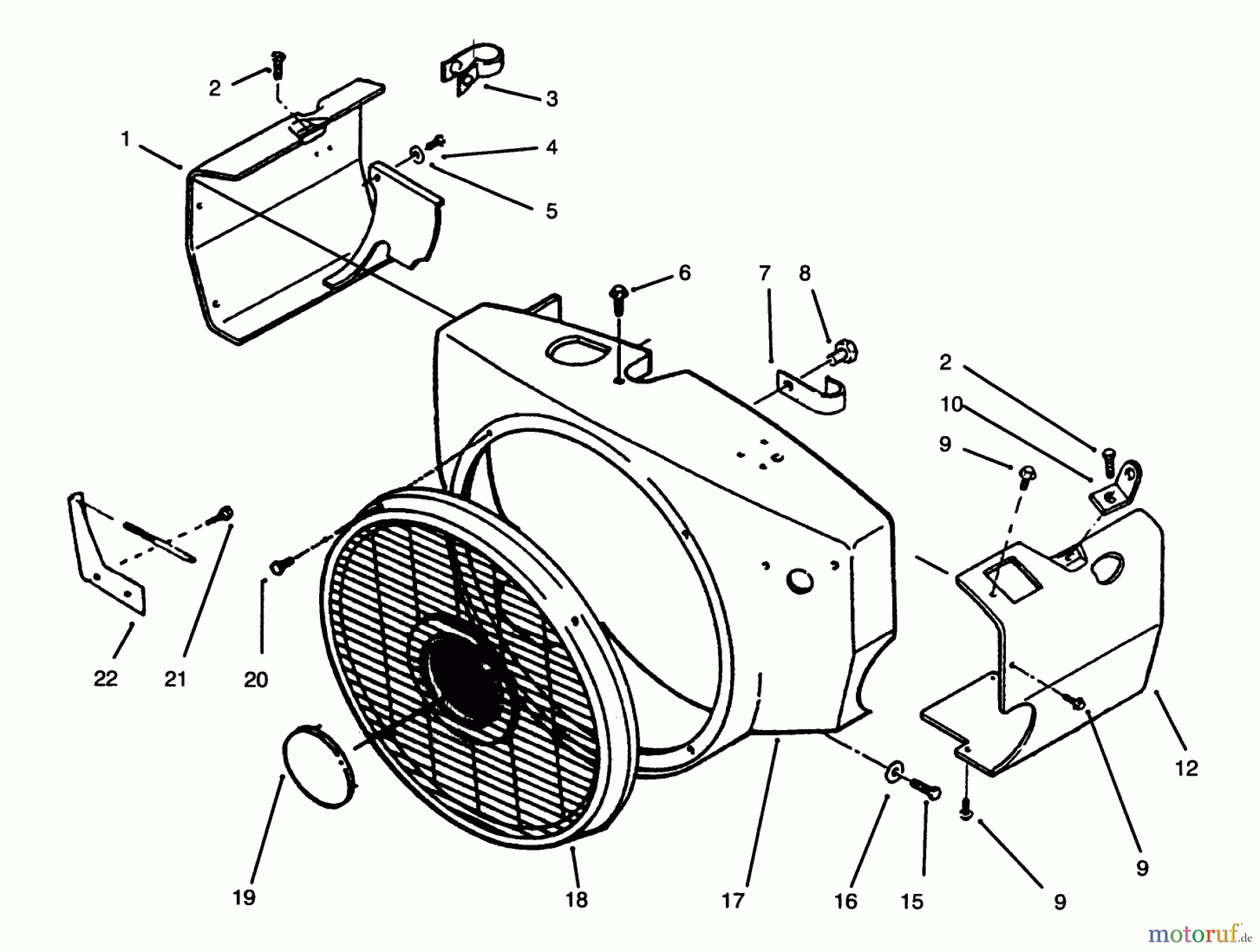 Toro Neu Mowers, Lawn & Garden Tractor Seite 1 73520 (520-H) - Toro 520-H Garden Tractor, 1995 (5900178-5999999) BLOWER HOUSING