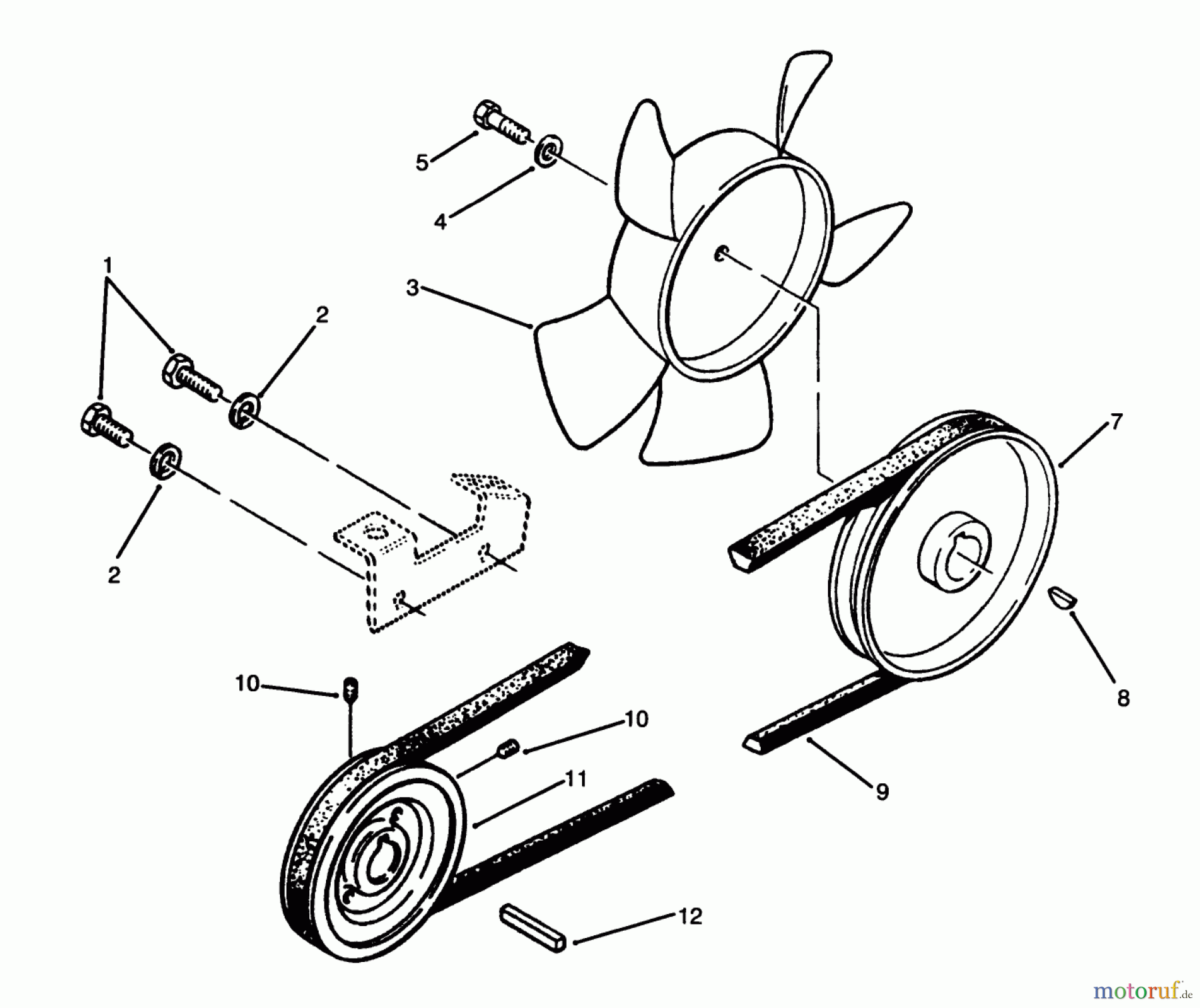 Toro Neu Mowers, Lawn & Garden Tractor Seite 1 73520 (520-H) - Toro 520-H Garden Tractor, 1995 (5900178-5999999) DRIVE BELT AND PULLEYS