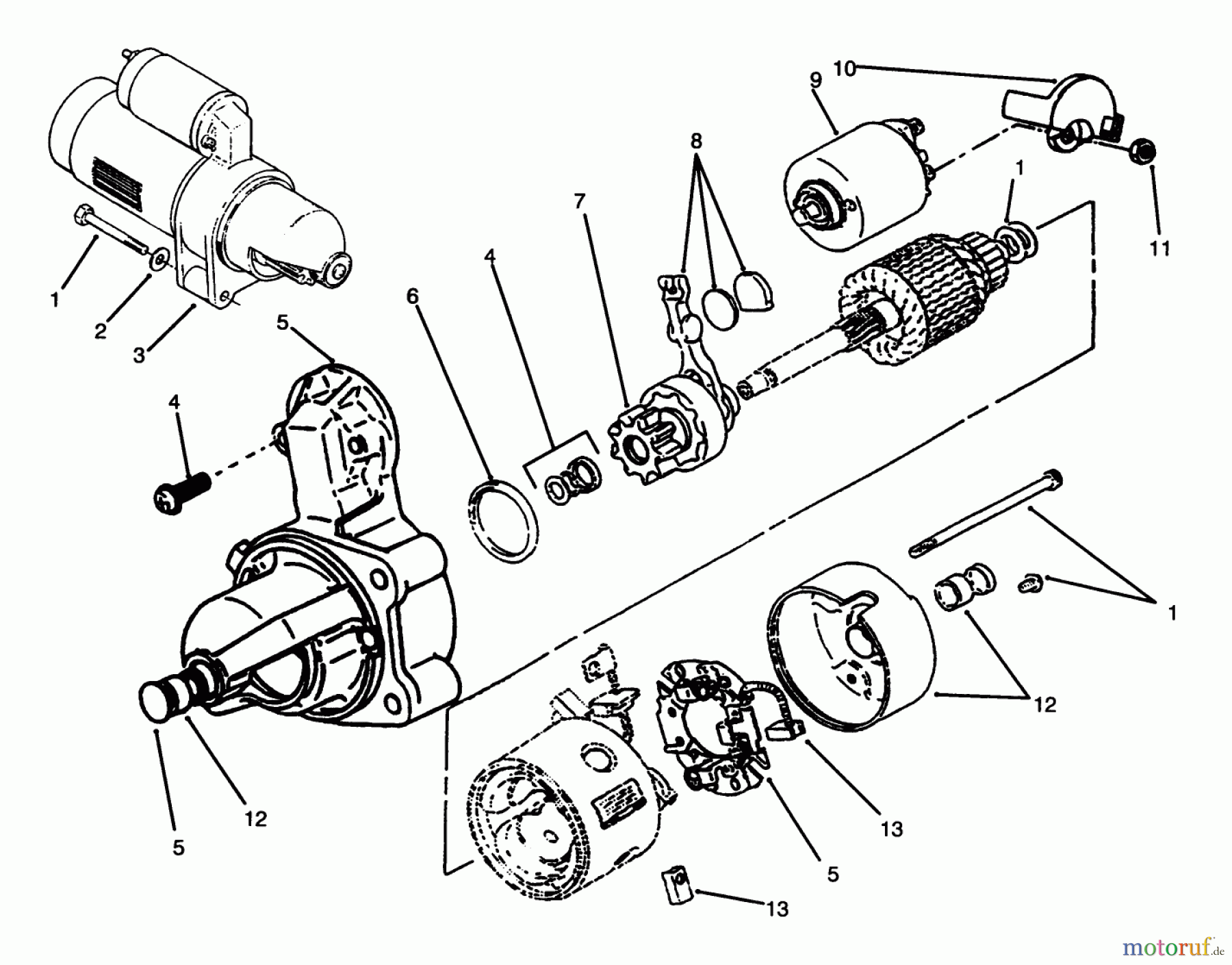 Toro Neu Mowers, Lawn & Garden Tractor Seite 1 73520 (520-H) - Toro 520-H Garden Tractor, 1995 (5900178-5999999) STARTER