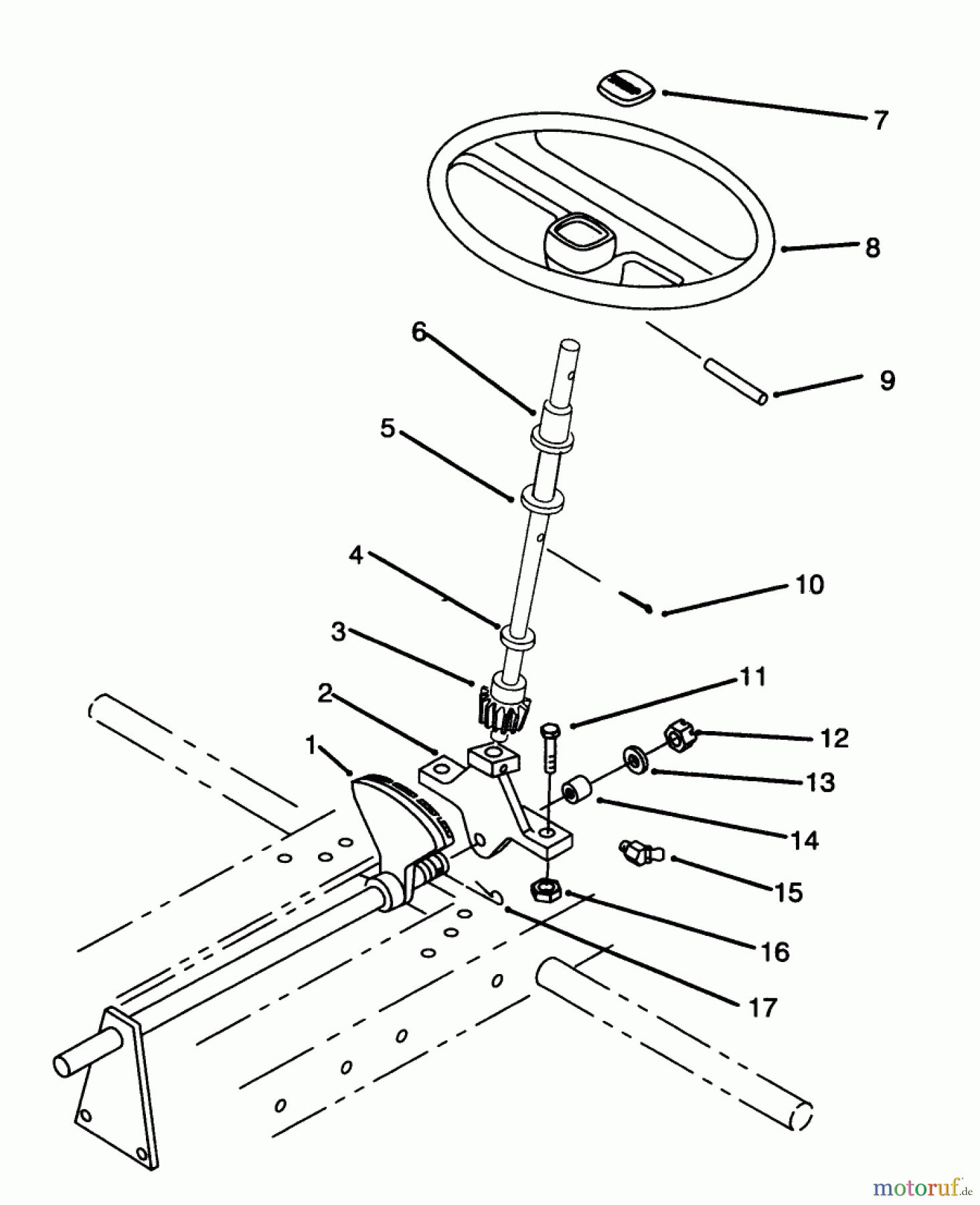 Toro Neu Mowers, Lawn & Garden Tractor Seite 1 73520 (520-H) - Toro 520-H Garden Tractor, 1995 (5900178-5999999) STEERING GEAR ASSEMBLY