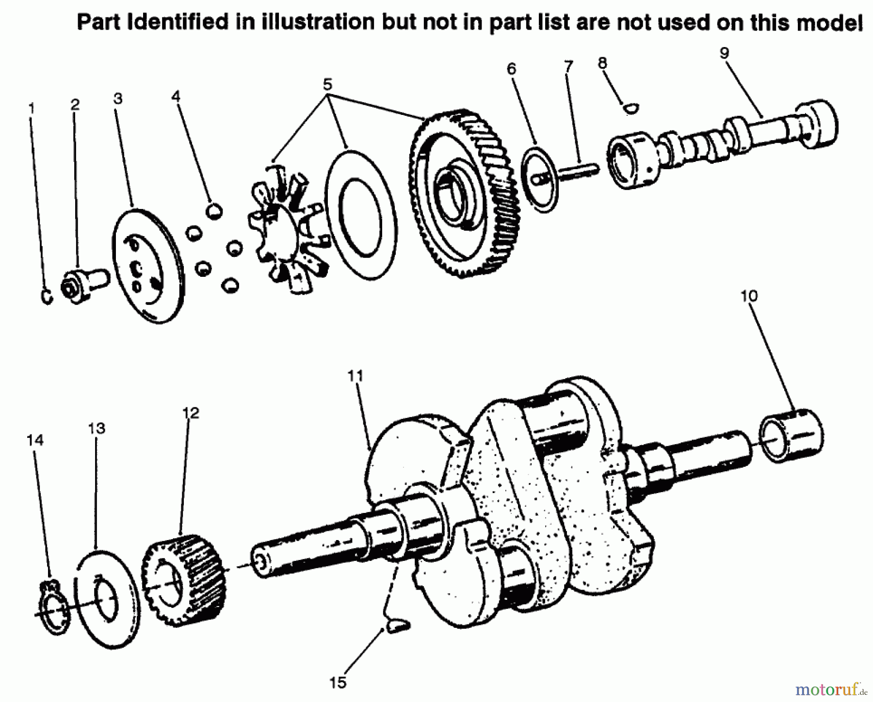 Toro Neu Mowers, Lawn & Garden Tractor Seite 1 73521 (520-H) - Toro 520-H Garden Tractor, 1996 (6900001-6999999) CAM & CRANKSHAFTS