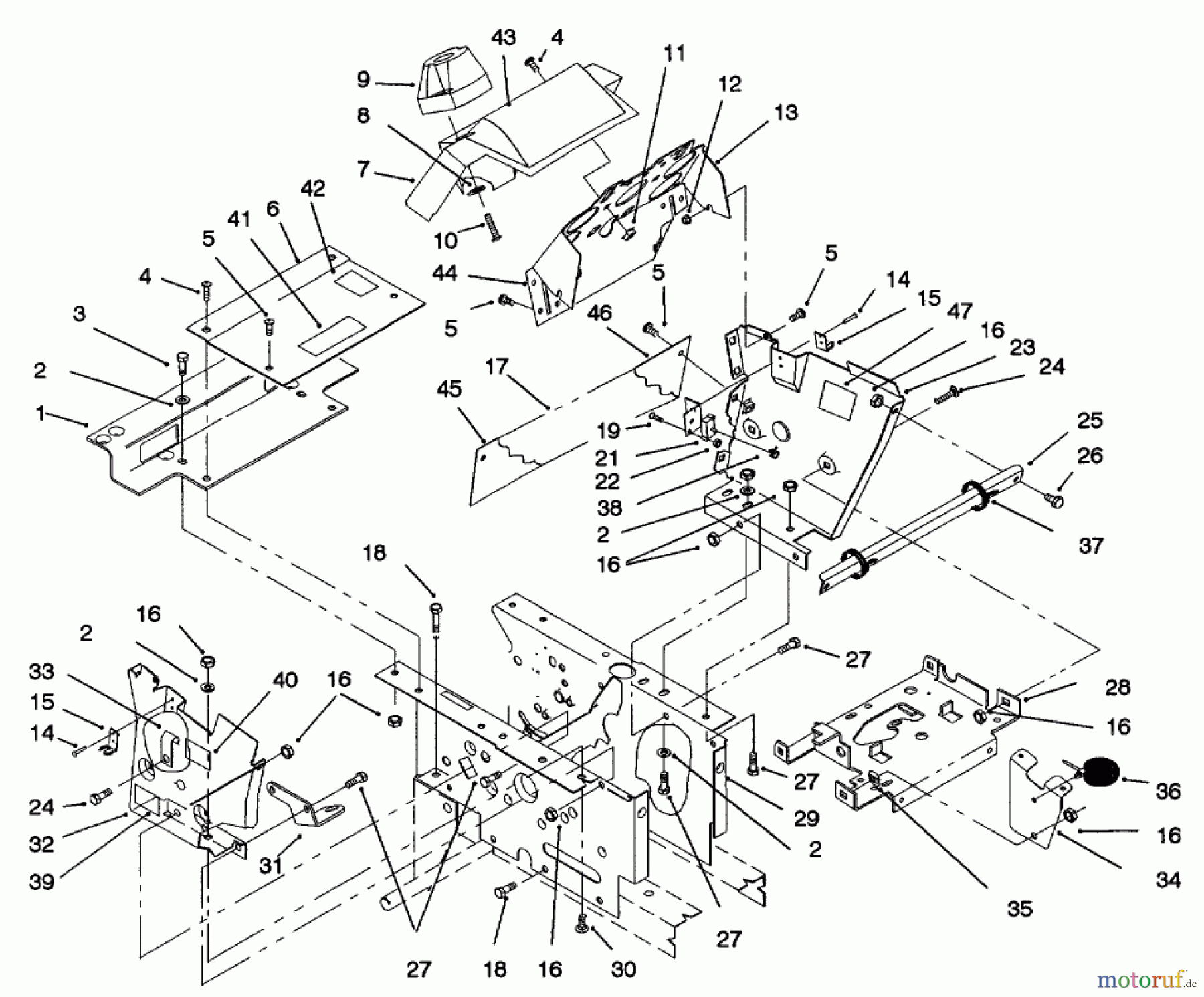 Toro Neu Mowers, Lawn & Garden Tractor Seite 1 73521 (520-H) - Toro 520-H Garden Tractor, 1996 (6900001-6999999) HOODSTAND, CONSOLE
