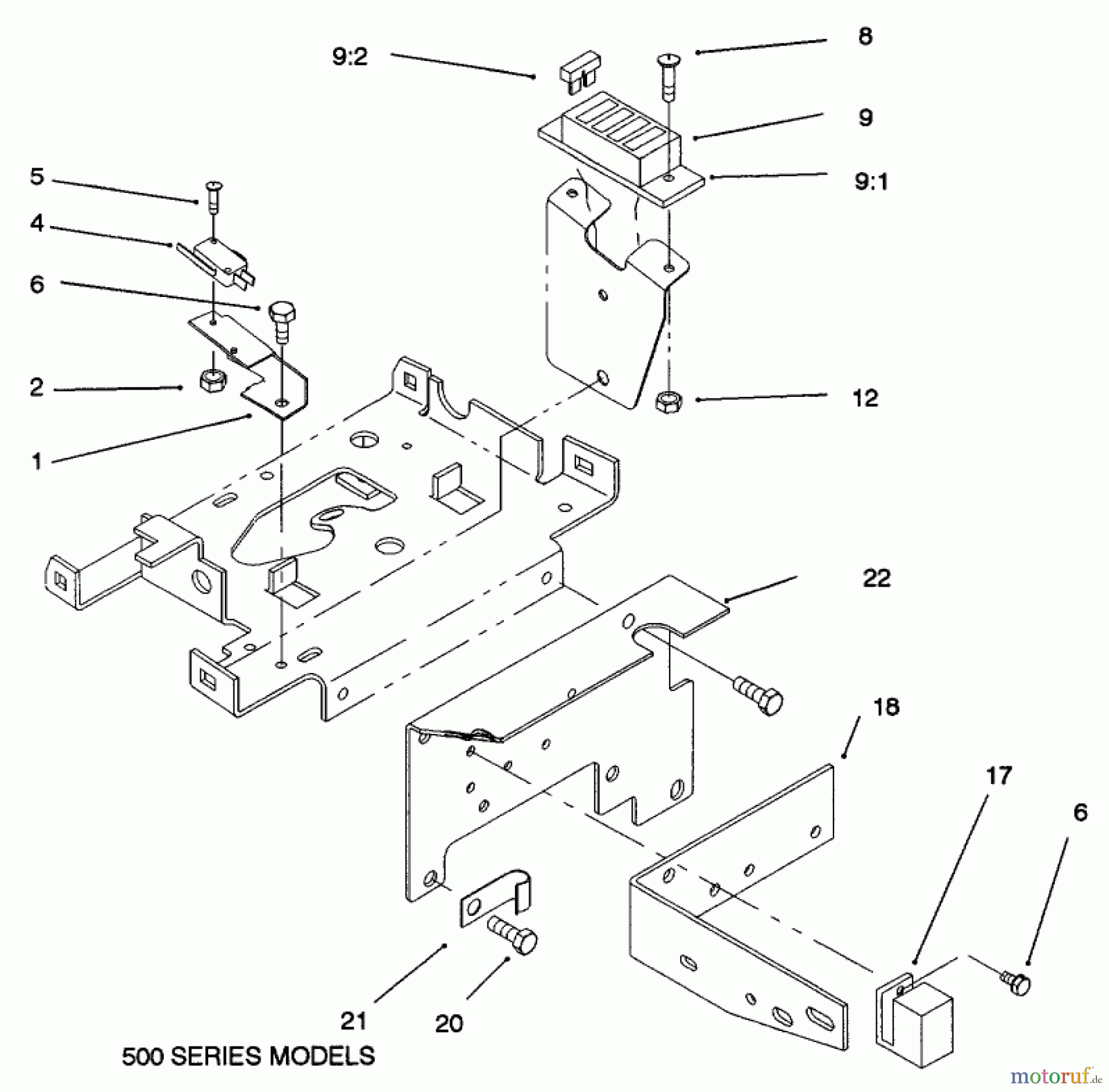 Toro Neu Mowers, Lawn & Garden Tractor Seite 1 73521 (520-H) - Toro 520-H Garden Tractor, 1997 (7900001-7999999) HOODSTAND ELECTRICAL HOUSING & WIRE HARNESS