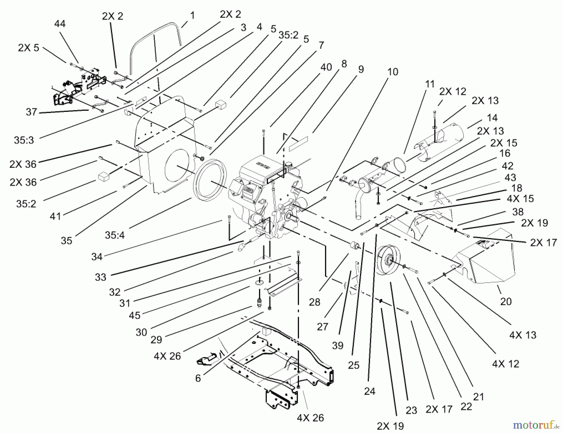  Toro Neu Mowers, Lawn & Garden Tractor Seite 1 73542 (520xi) - Toro 520xi Garden Tractor, 2004 (240000001-240999999) AIR COOLED ENGINE ASSEMBLY
