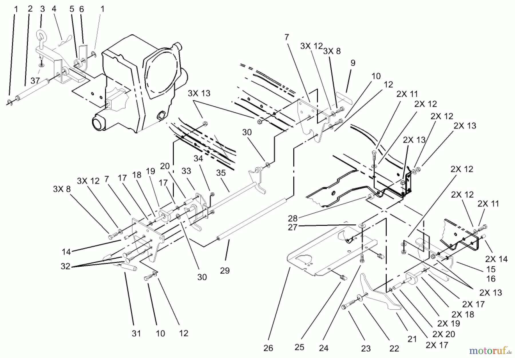  Toro Neu Mowers, Lawn & Garden Tractor Seite 1 73542 (520xi) - Toro 520xi Garden Tractor, 2004 (240000001-240999999) ATTACH-A-MATIC AND HITCH ASSEMBLY