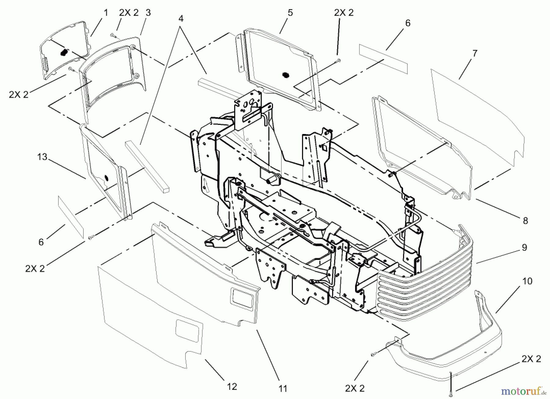 Toro Neu Mowers, Lawn & Garden Tractor Seite 1 73542 (520xi) - Toro 520xi Garden Tractor, 2004 (240000001-240999999) GRILL AND SIDE PANEL ASSEMBLY