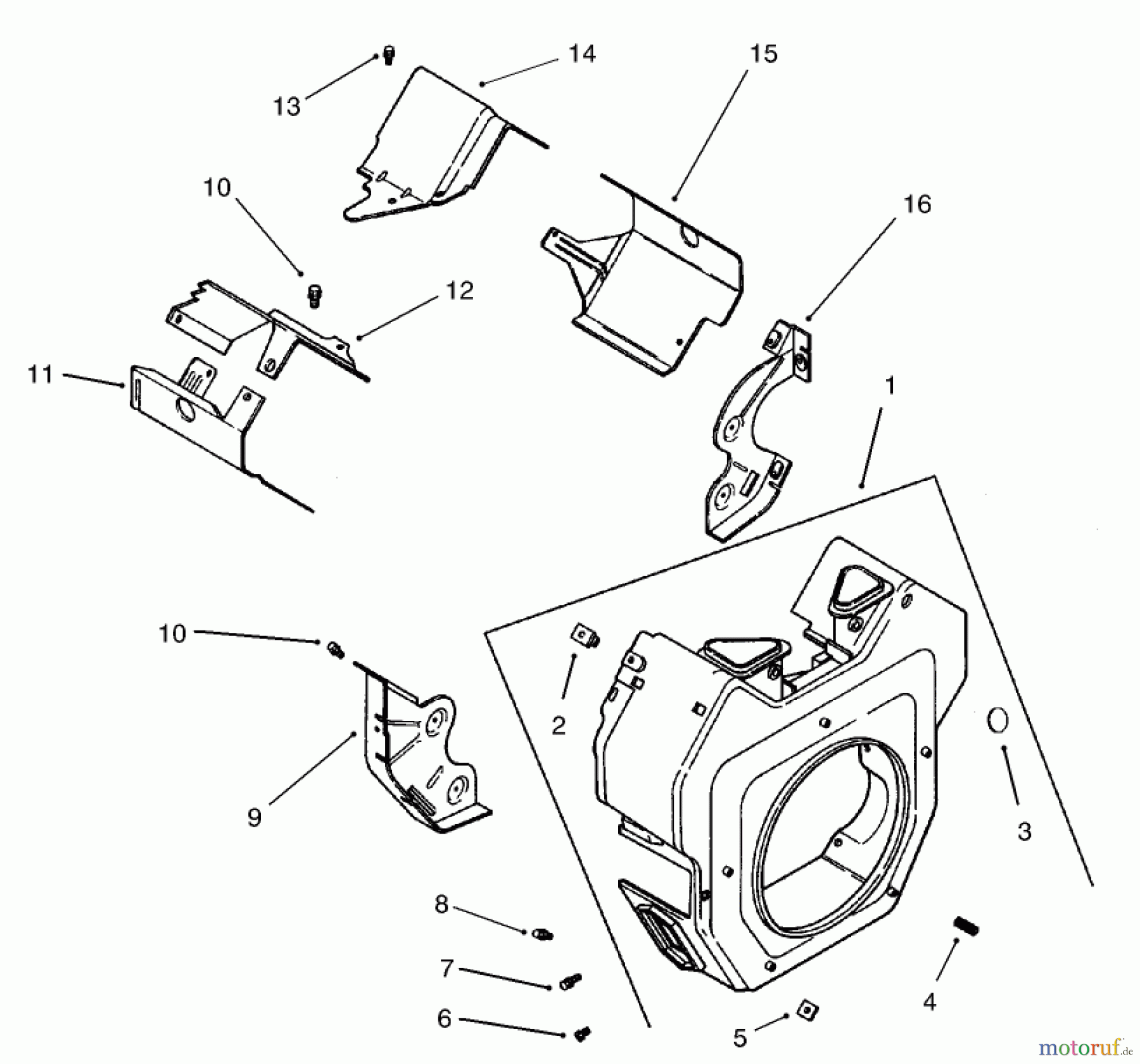 Toro Neu Mowers, Lawn & Garden Tractor Seite 1 73542 (520xi) - Toro 520xi Garden Tractor, 2004 (240000001-240999999) GROUP 6-BLOWER HOUSING ASSEMBLY