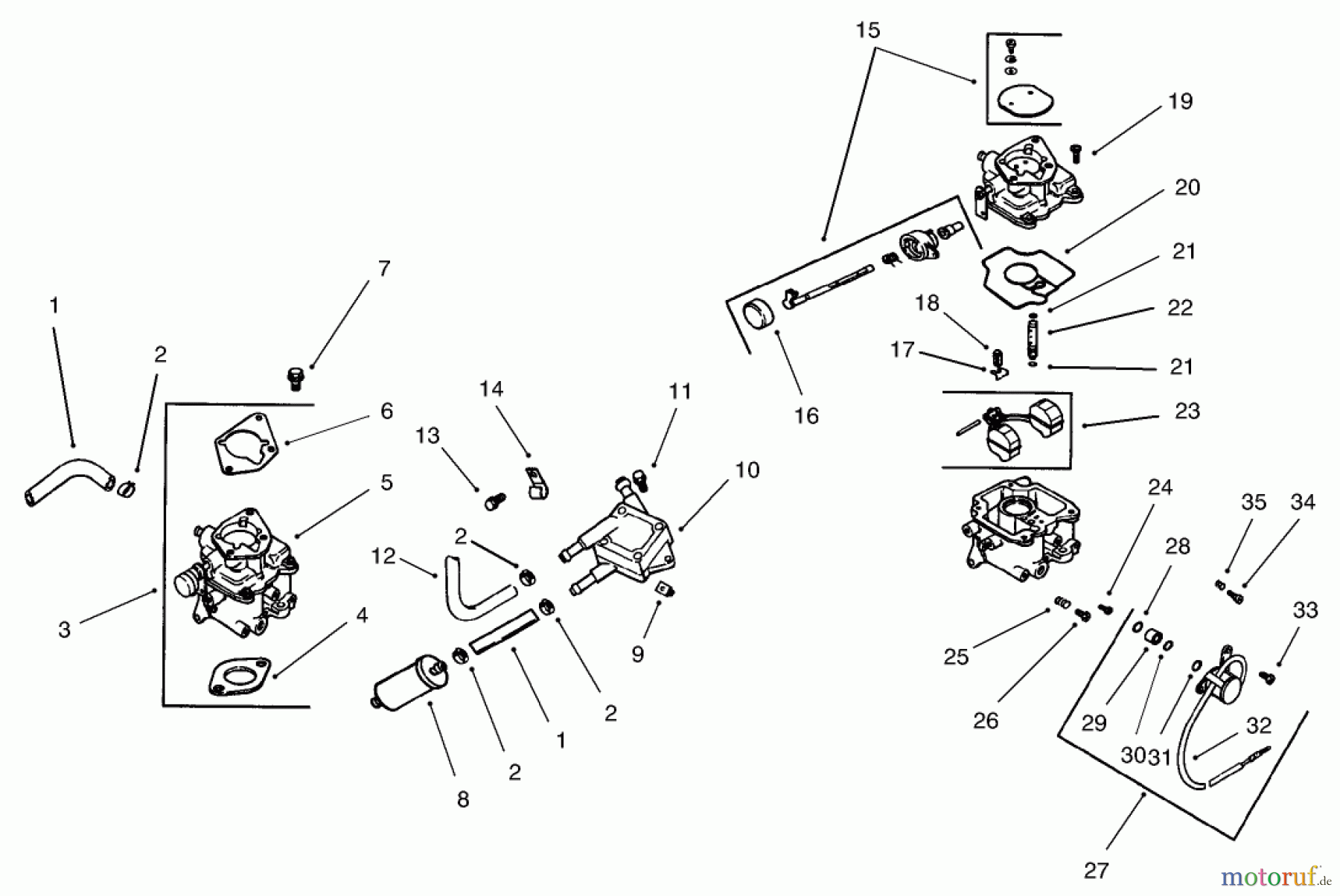  Toro Neu Mowers, Lawn & Garden Tractor Seite 1 73542 (520xi) - Toro 520xi Garden Tractor, 2004 (240000001-240999999) GROUP 8-FUEL SYSTEM ASSEMBLY