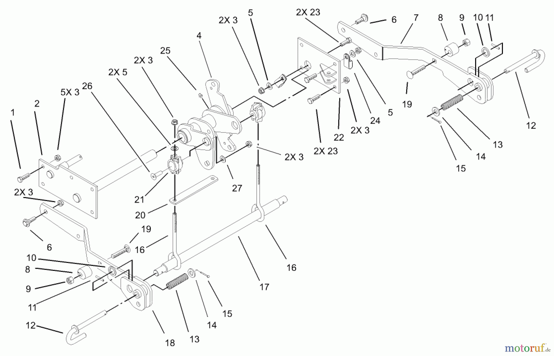 Toro Neu Mowers, Lawn & Garden Tractor Seite 1 73542 (520xi) - Toro 520xi Garden Tractor, 2004 (240000001-240999999) HYDRO LIFT LOWER ASSEMBLY