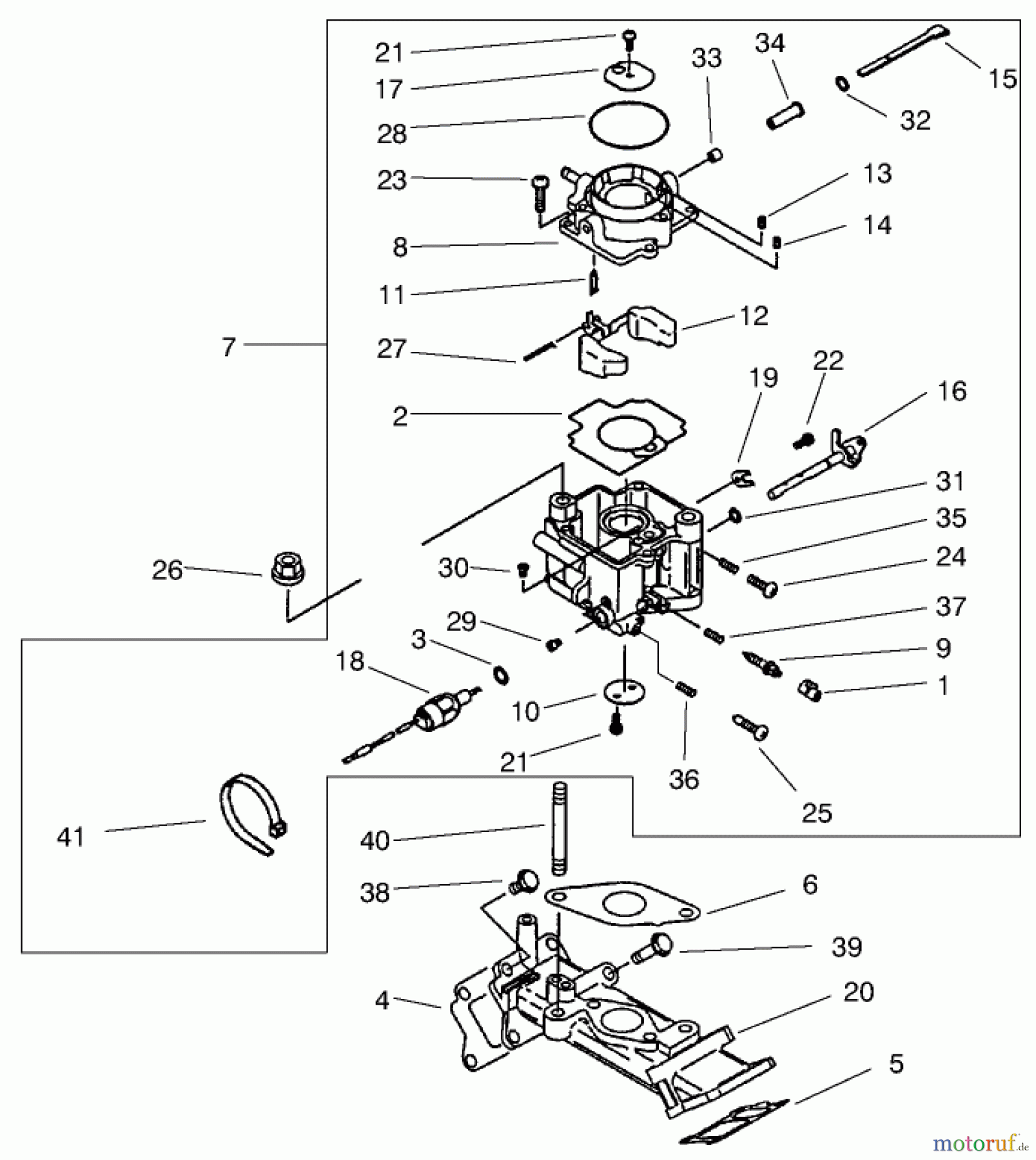  Toro Neu Mowers, Lawn & Garden Tractor Seite 1 73545 (520Lxi) - Toro 520Lxi Garden Tractor, 1998 (8900001-8999999) CARBURETOR ASSEMBLY