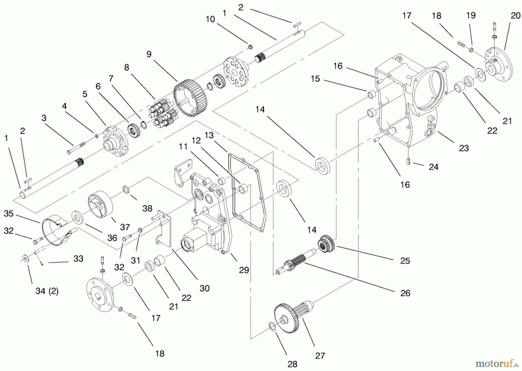  Toro Neu Mowers, Lawn & Garden Tractor Seite 1 73545 (520Lxi) - Toro 520Lxi Garden Tractor, 1998 (8900001-8999999) HYDRO TRANS AXLE ASSEMBLY #1