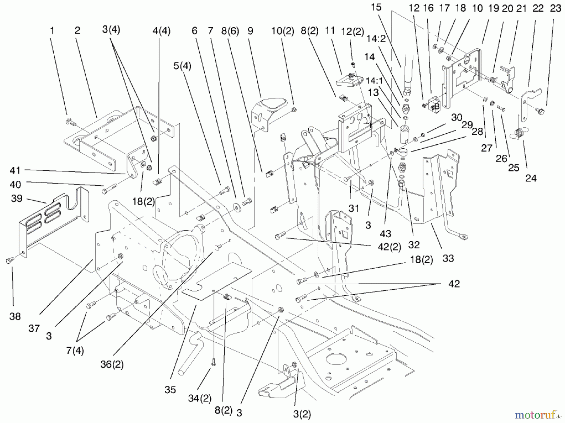 Toro Neu Mowers, Lawn & Garden Tractor Seite 1 73545 (520Lxi) - Toro 520Lxi Garden Tractor, 1998 (8900001-8999999) STEERING TOWER AND FUEL TANK ASSEMBLY