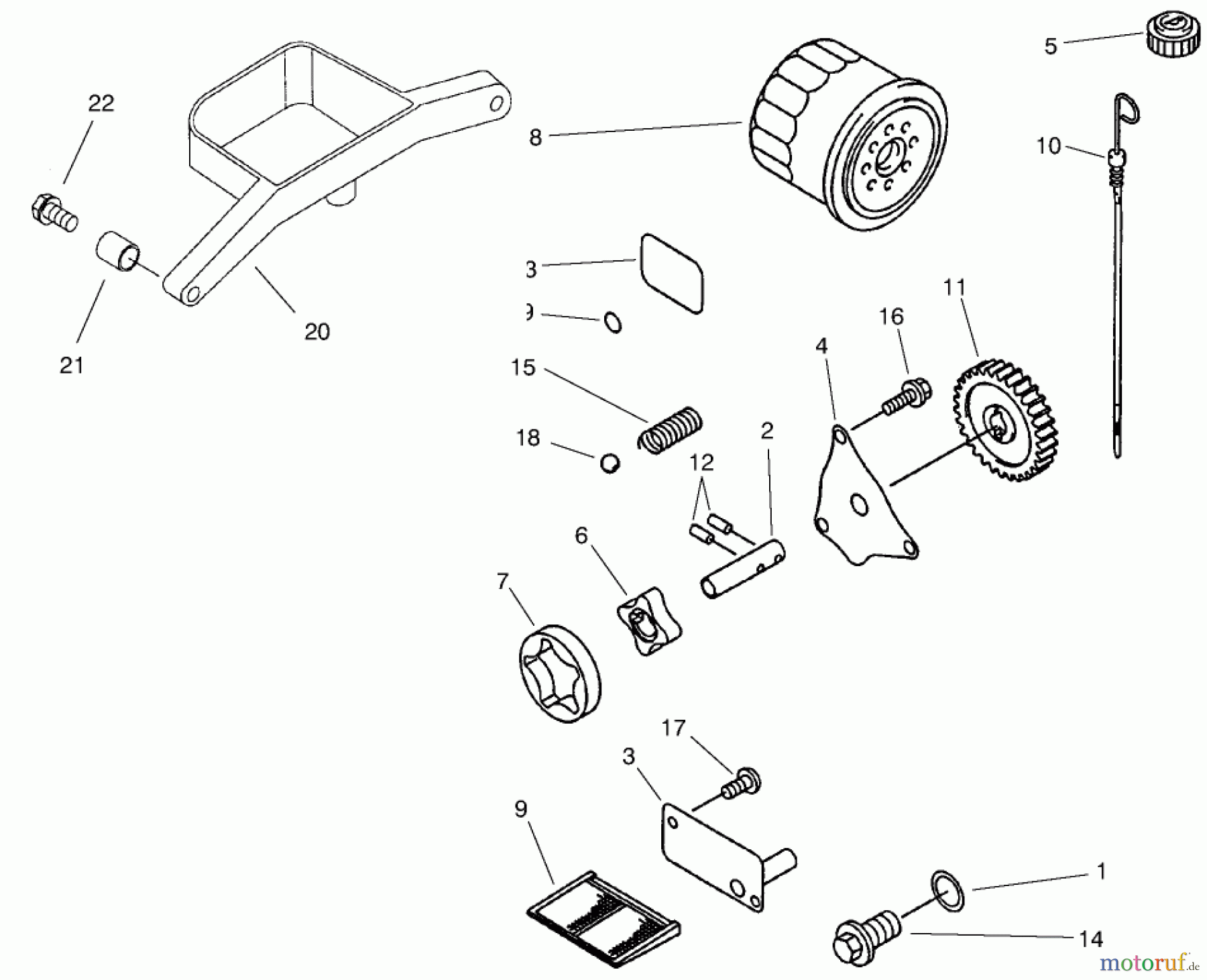 Toro Neu Mowers, Lawn & Garden Tractor Seite 1 73580 (520Lxi) - Toro 520Lxi Garden Tractor, 1999 (9900001-9999999) OIL PUMP & FILTER ASSEMBLY