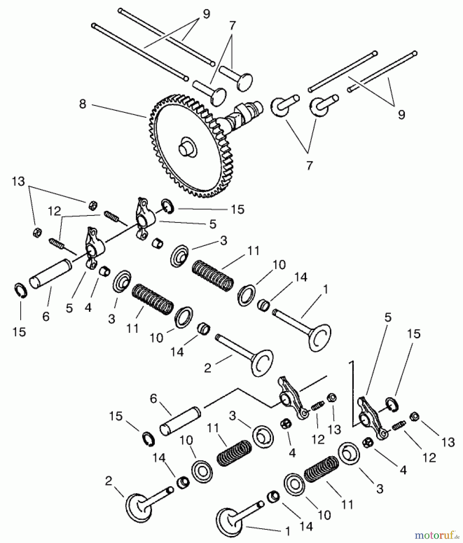 Toro Neu Mowers, Lawn & Garden Tractor Seite 1 73547 (520Lxi) - Toro 520Lxi Garden Tractor, 2000 (200000001-200000241) VALVE/CAMSHAFT ASSEMBLY