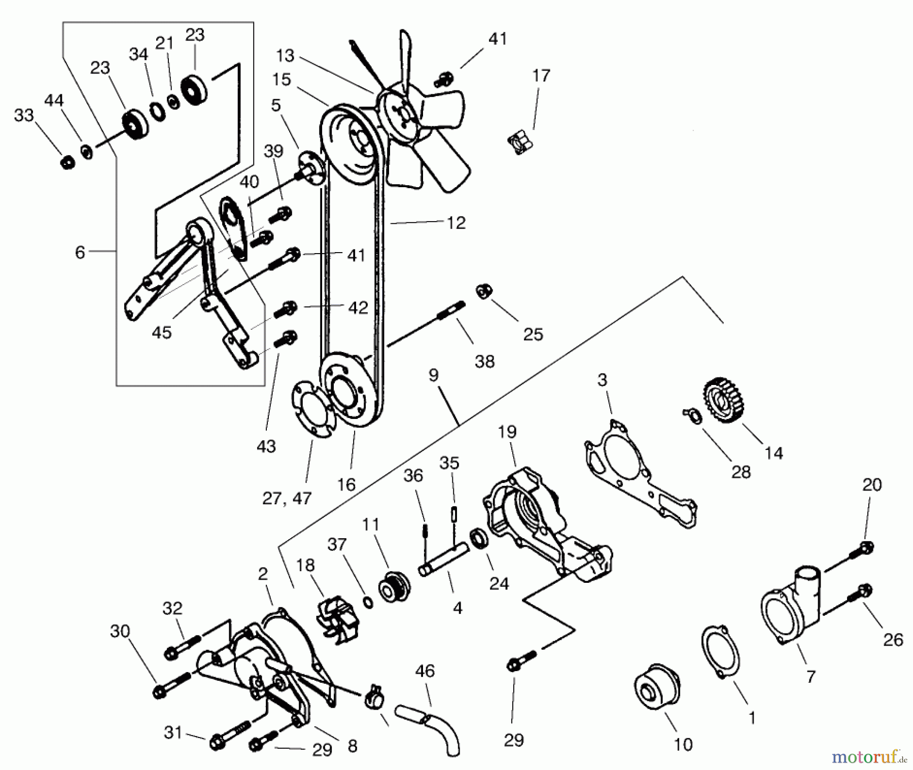 Toro Neu Mowers, Lawn & Garden Tractor Seite 1 73580 (520Lxi) - Toro 520Lxi Garden Tractor, 1999 (9900001-9999999) WATER PUMP ASSEMBLY