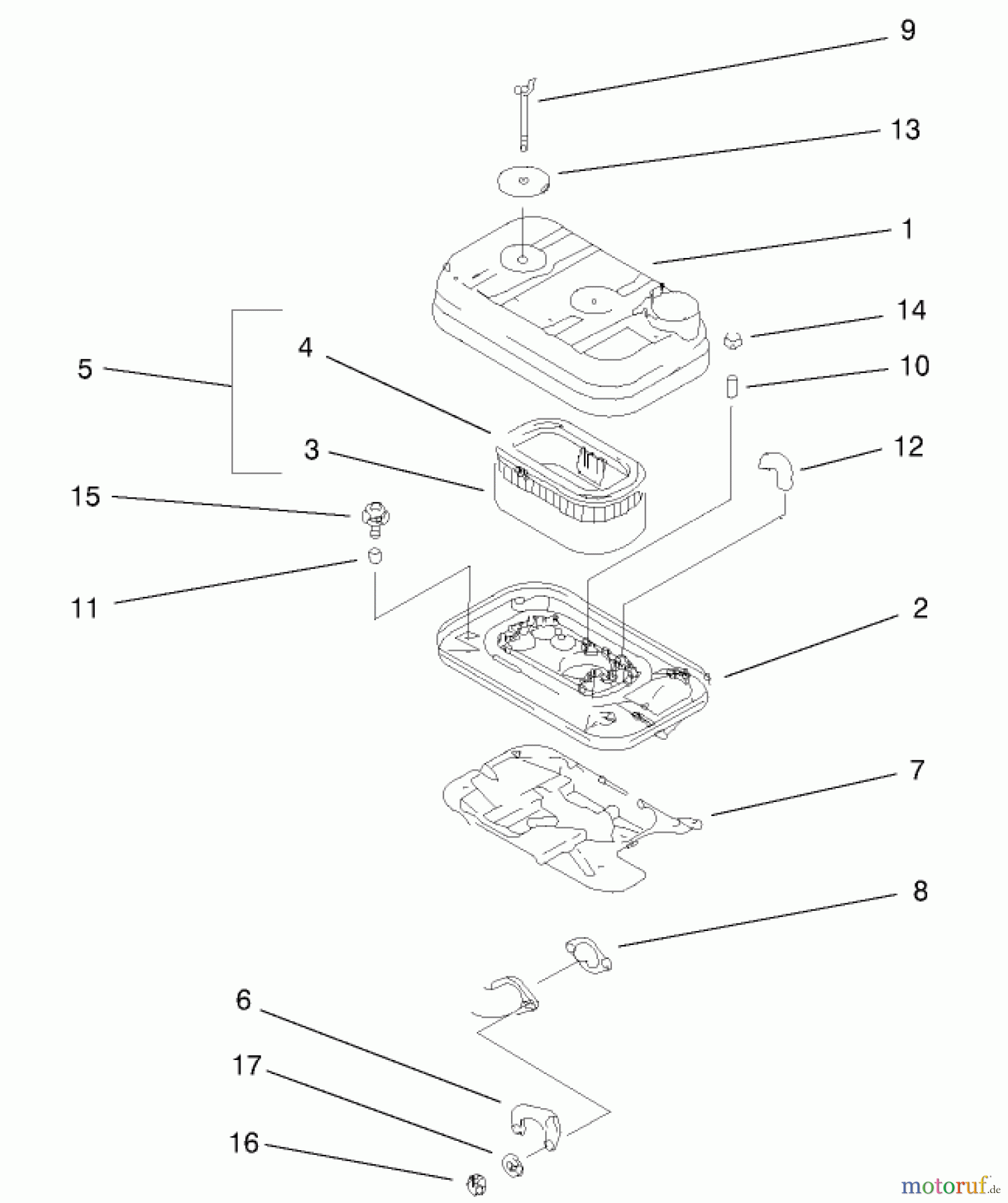 Toro Neu Mowers, Lawn & Garden Tractor Seite 1 73580 (520Lxi) - Toro 520Lxi Garden Tractor, 2000 (200000001-200999999) AIR FILTER/MUFFLER ASSEMBLY