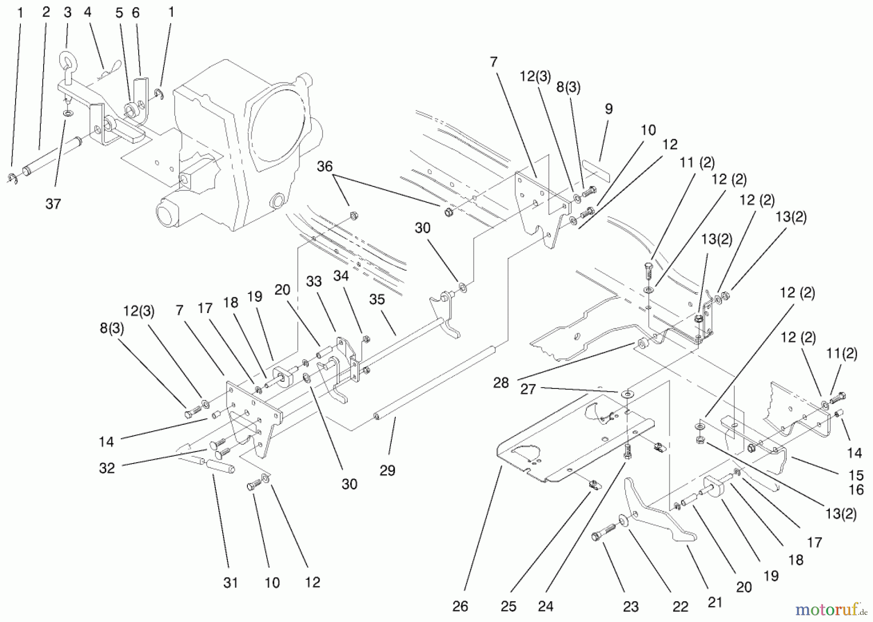 Toro Neu Mowers, Lawn & Garden Tractor Seite 1 73580 (520Lxi) - Toro 520Lxi Garden Tractor, 2000 (200000001-200999999) ATTACH-A-MATIC & HITCH ASSEMBLY