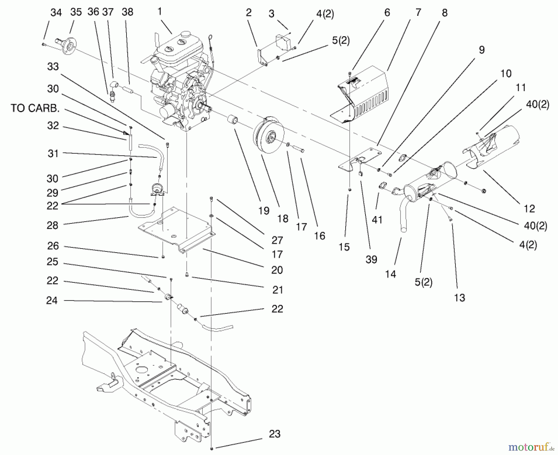 Toro Neu Mowers, Lawn & Garden Tractor Seite 1 73580 (520Lxi) - Toro 520Lxi Garden Tractor, 2000 (200000001-200999999) LIQUID COOLED GAS ENGINE ASSEMBLY #1