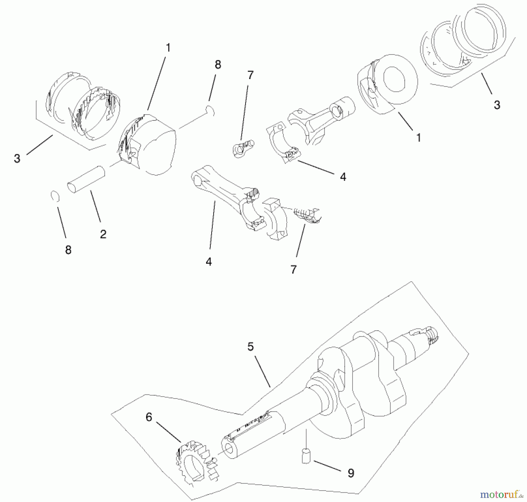 Toro Neu Mowers, Lawn & Garden Tractor Seite 1 73547 (520Lxi) - Toro 520Lxi Garden Tractor, 2000 (200000242-200999999) PISTON & CRANKSHAFT ASSEMBLY