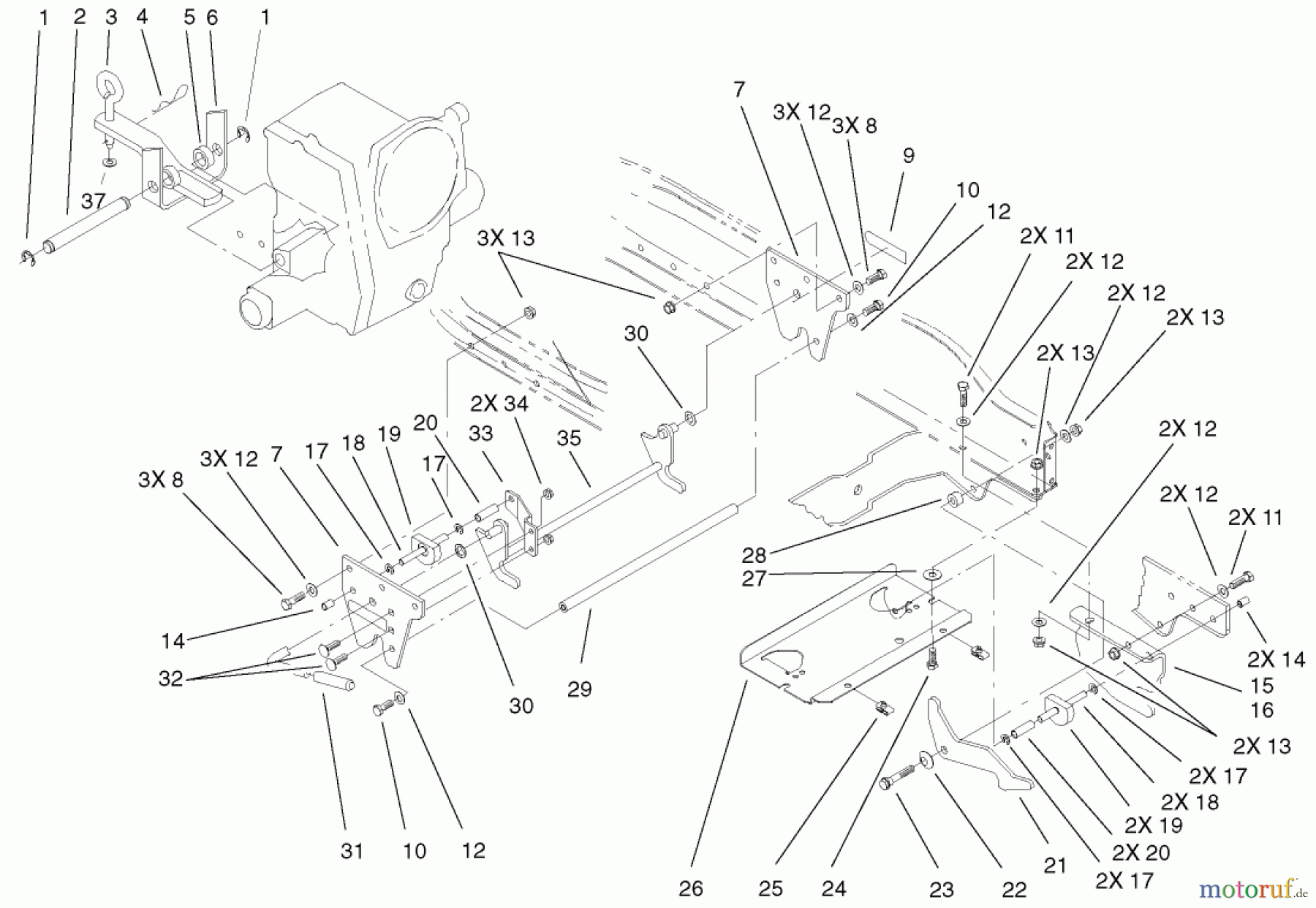 Toro Neu Mowers, Lawn & Garden Tractor Seite 1 73547 (520Lxi) - Toro 520Lxi Garden Tractor, 2001 (210000001-210999999) ATTACH-A-MATIC & HITCH ASSEMBLY