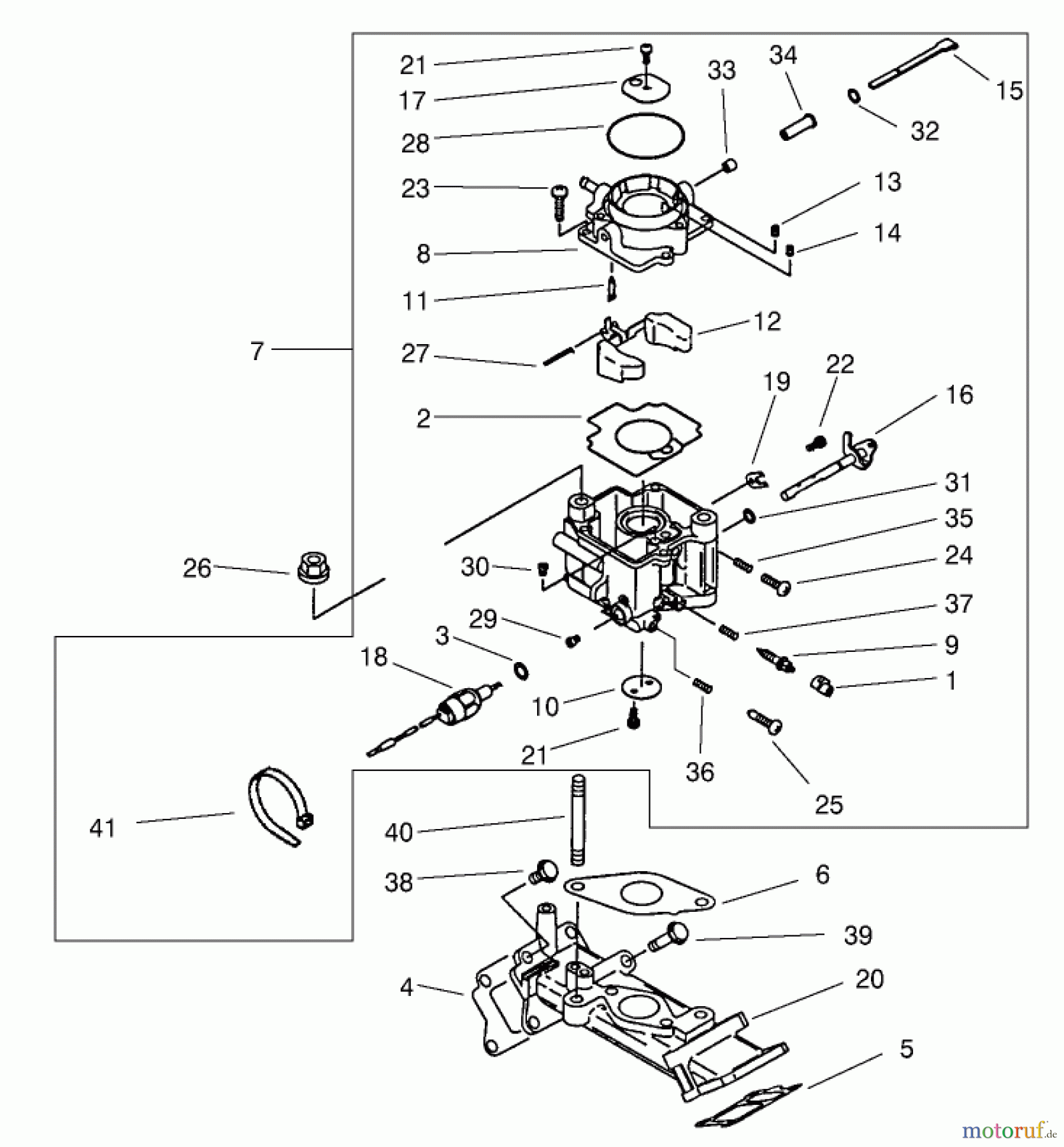 Toro Neu Mowers, Lawn & Garden Tractor Seite 1 73547 (520Lxi) - Toro 520Lxi Garden Tractor, 2001 (210000001-210999999) CARBURETOR ASSEMBLY