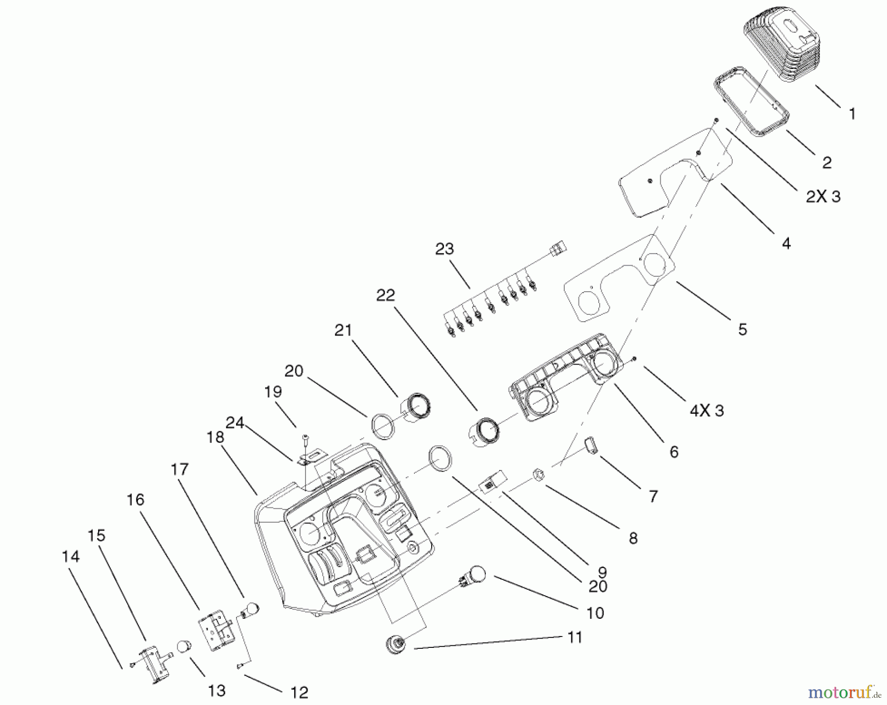 Toro Neu Mowers, Lawn & Garden Tractor Seite 1 73580 (520Lxi) - Toro 520Lxi Garden Tractor, 2001 (210000001-210999999) DASH ASSEMBLY