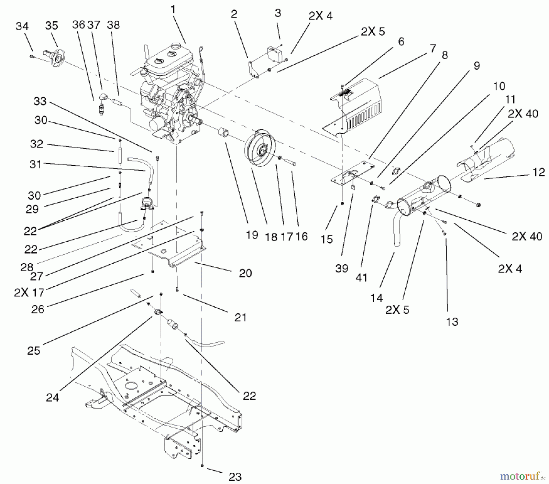 Toro Neu Mowers, Lawn & Garden Tractor Seite 1 73580 (520Lxi) - Toro 520Lxi Garden Tractor, 2001 (210000001-210999999) LIQUID COOLED GAS ENGINE ASSEMBLY #1