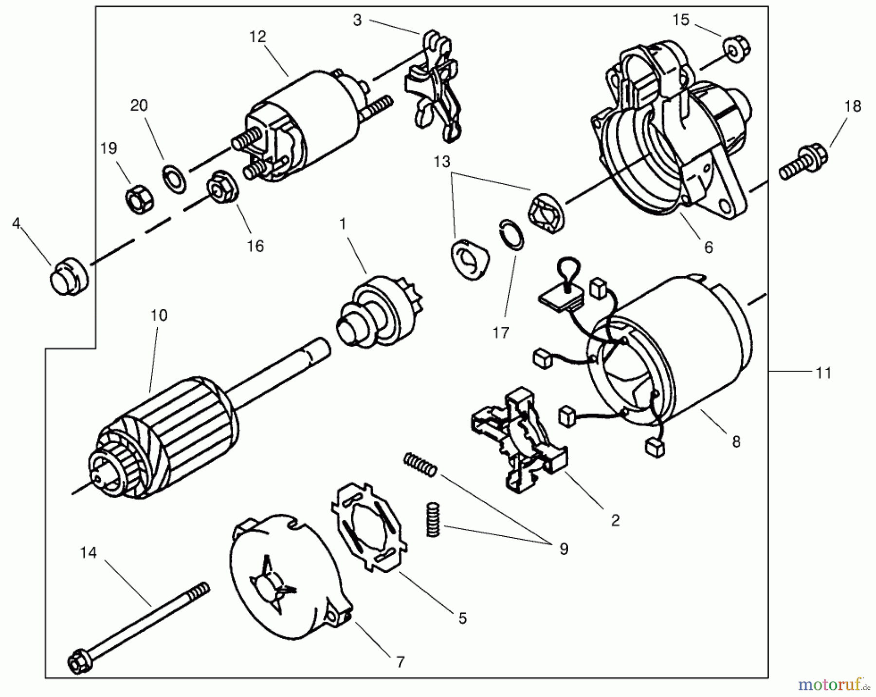 Toro Neu Mowers, Lawn & Garden Tractor Seite 1 73547 (520Lxi) - Toro 520Lxi Garden Tractor, 2001 (210000001-210999999) STARTER ASSEMBLY