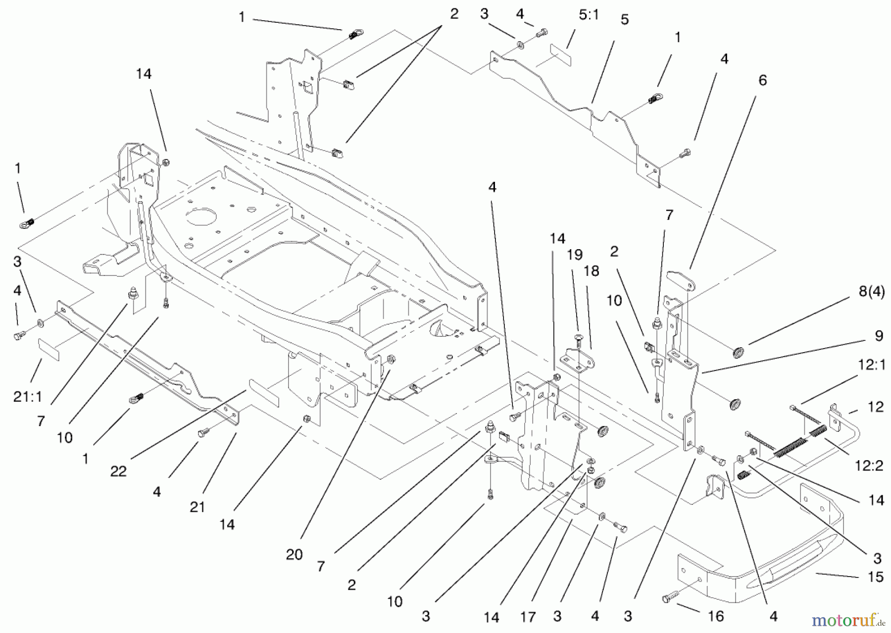 Toro Neu Mowers, Lawn & Garden Tractor Seite 1 73560 (522xi) - Toro 522xi Garden Tractor, 1998 (8900001-8999999) BUMPER AND HOOD ASSEMBLY