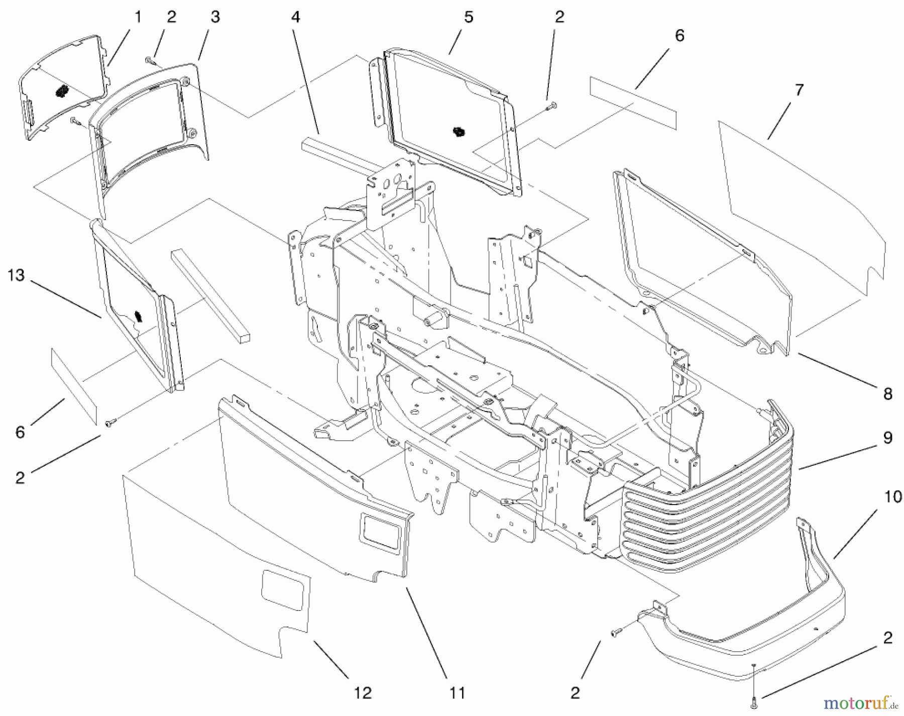 Toro Neu Mowers, Lawn & Garden Tractor Seite 1 73560 (522xi) - Toro 522xi Garden Tractor, 1998 (8900001-8999999) GRILLE AND SIDE PANEL ASSEMBLY