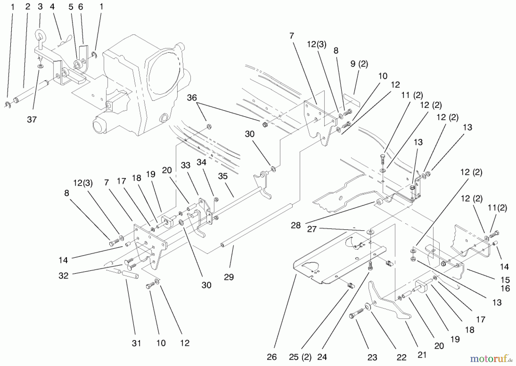 Toro Neu Mowers, Lawn & Garden Tractor Seite 1 73561 (522xi) - Toro 522xi Garden Tractor, 1999 (9900001-9999999) ATTACH-A-MATIC & HITCH ASSEMBLY