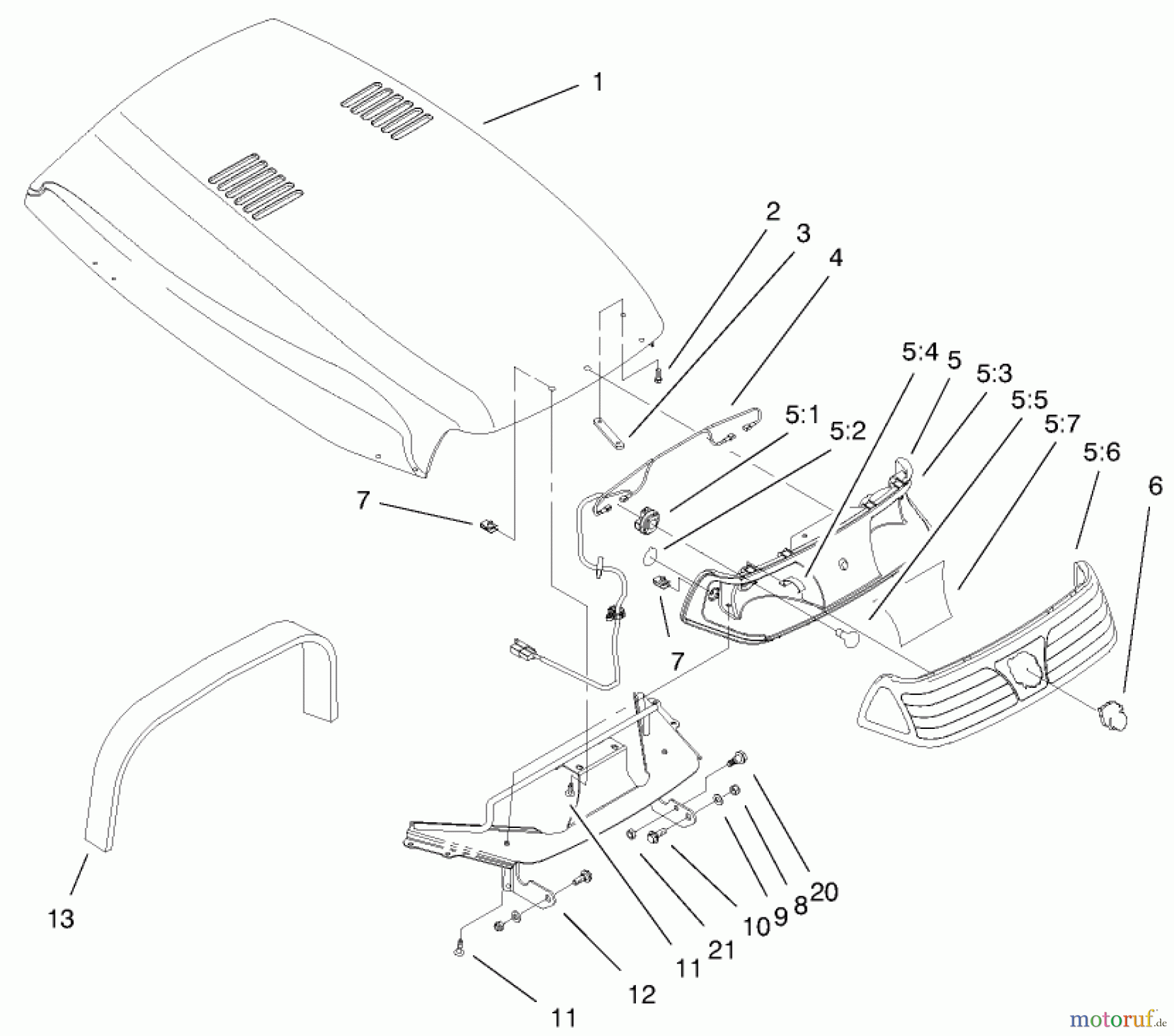 Toro Neu Mowers, Lawn & Garden Tractor Seite 1 73561 (522xi) - Toro 522xi Garden Tractor, 1999 (9900001-9999999) GOOD & HEADLIGHT ASSEMBLY