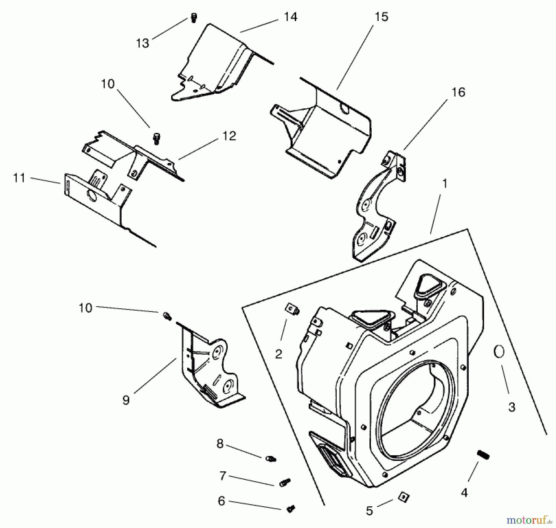 Toro Neu Mowers, Lawn & Garden Tractor Seite 1 73561 (522xi) - Toro 522xi Garden Tractor, 1999 (9900001-9999999) GROUP 6-BLOWER HOUSING & BAFFLES