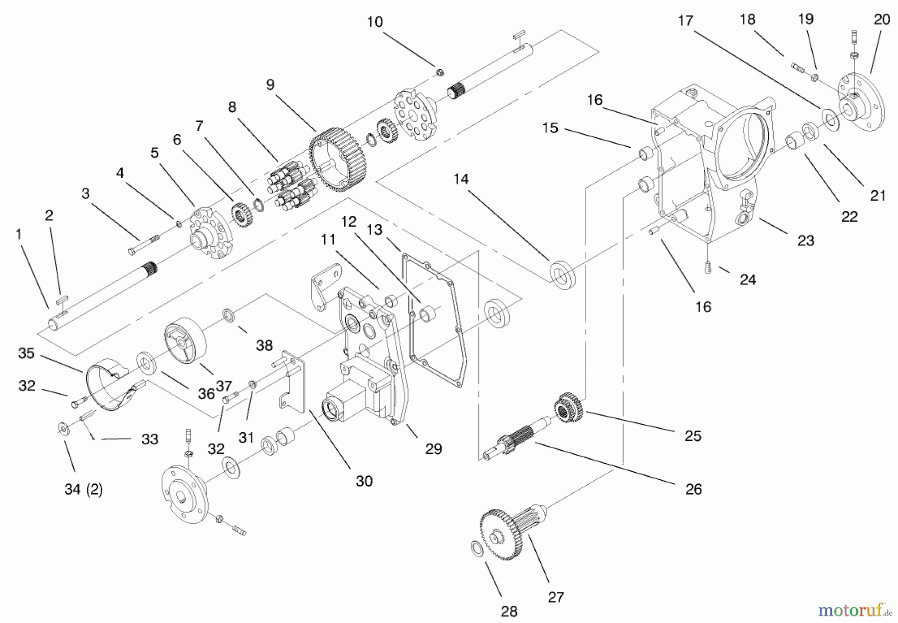 Toro Neu Mowers, Lawn & Garden Tractor Seite 1 73561 (522xi) - Toro 522xi Garden Tractor, 1999 (9900001-9999999) HYDRO TRANS AXLE ASSEMBLY #1