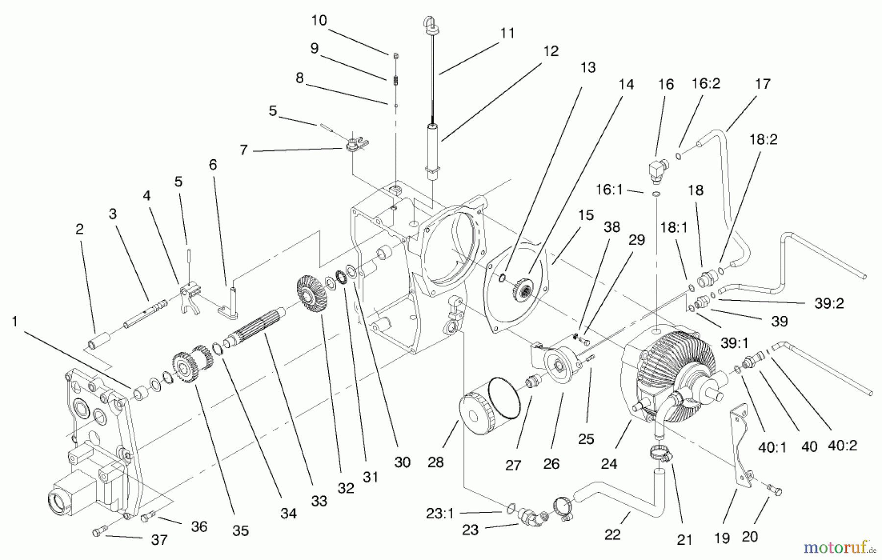 Toro Neu Mowers, Lawn & Garden Tractor Seite 1 73561 (522xi) - Toro 522xi Garden Tractor, 1999 (9900001-9999999) HYDRO TRANS AXLE ASSEMBLY #2