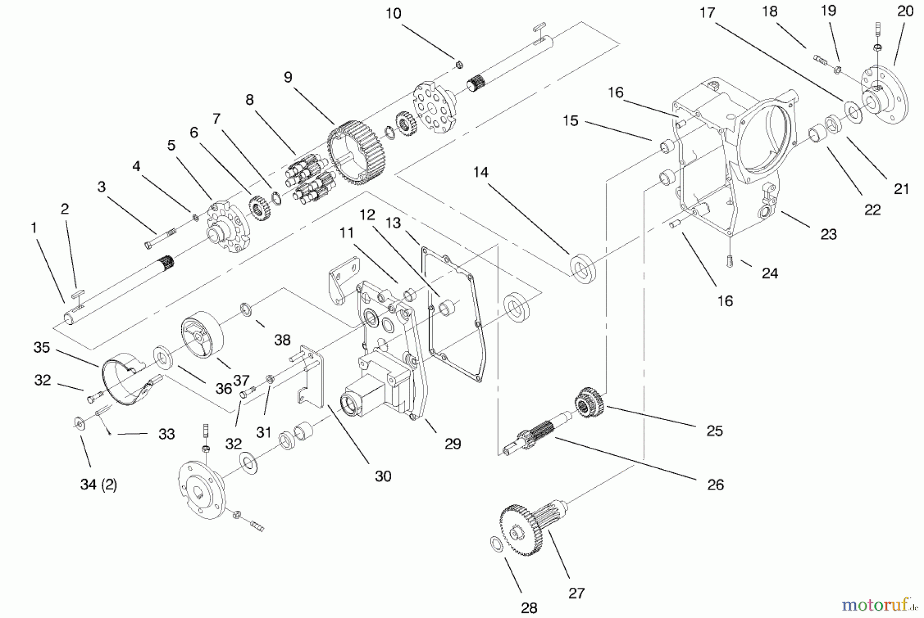 Toro Neu Mowers, Lawn & Garden Tractor Seite 1 73561 (522xi) - Toro 522xi Garden Tractor, 2000 (200000201-200999999) HYDRO TRANS AXLE ASSEMBLY #1