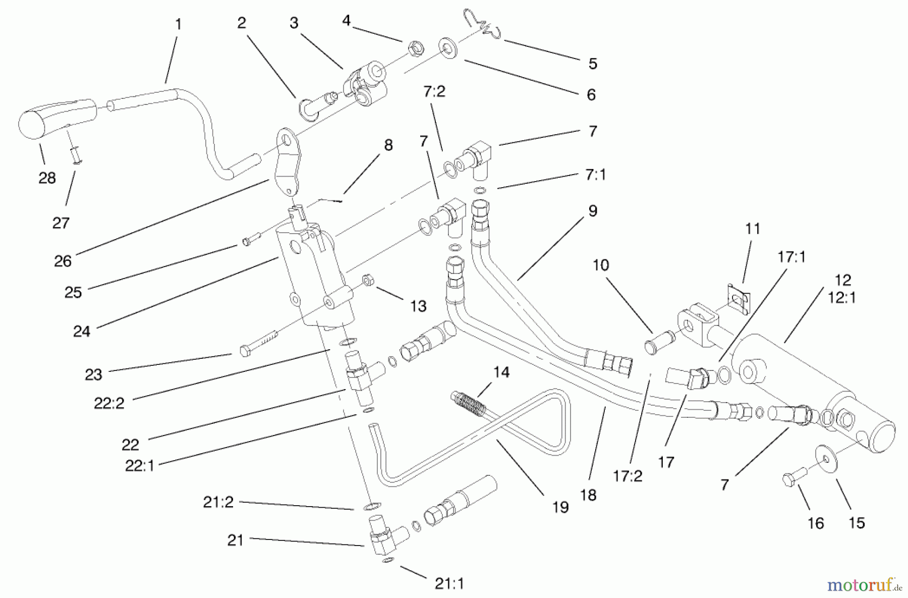 Toro Neu Mowers, Lawn & Garden Tractor Seite 1 73561 (522xi) - Toro 522xi Garden Tractor, 2000 (200000201-200999999) UPPER HYDRO LIFT ASSEMBLY