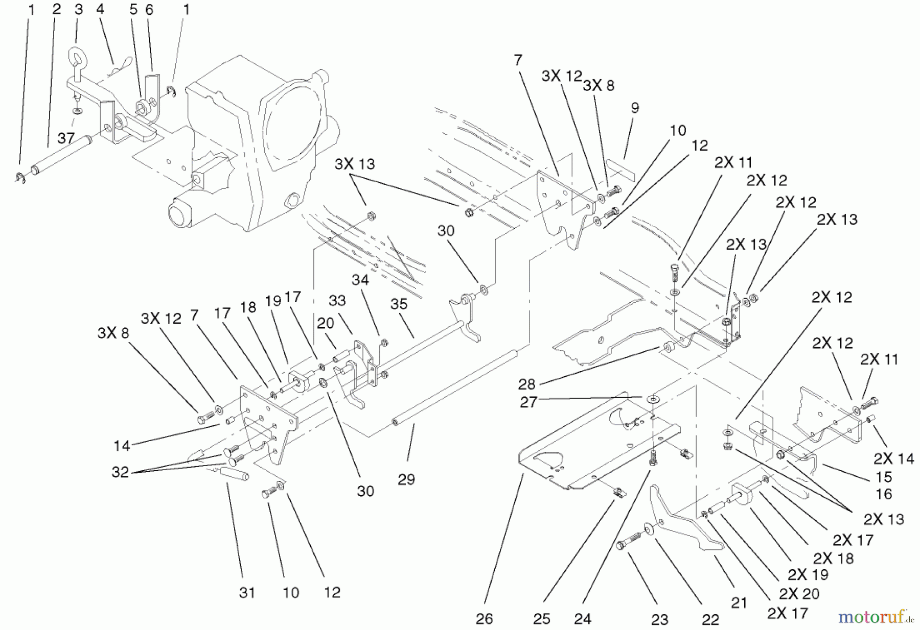 Toro Neu Mowers, Lawn & Garden Tractor Seite 1 73561 (522xi) - Toro 522xi Garden Tractor, 2002 (220000001-220999999) ATTACH-A-MATIC & HITCH ASSEMBLY