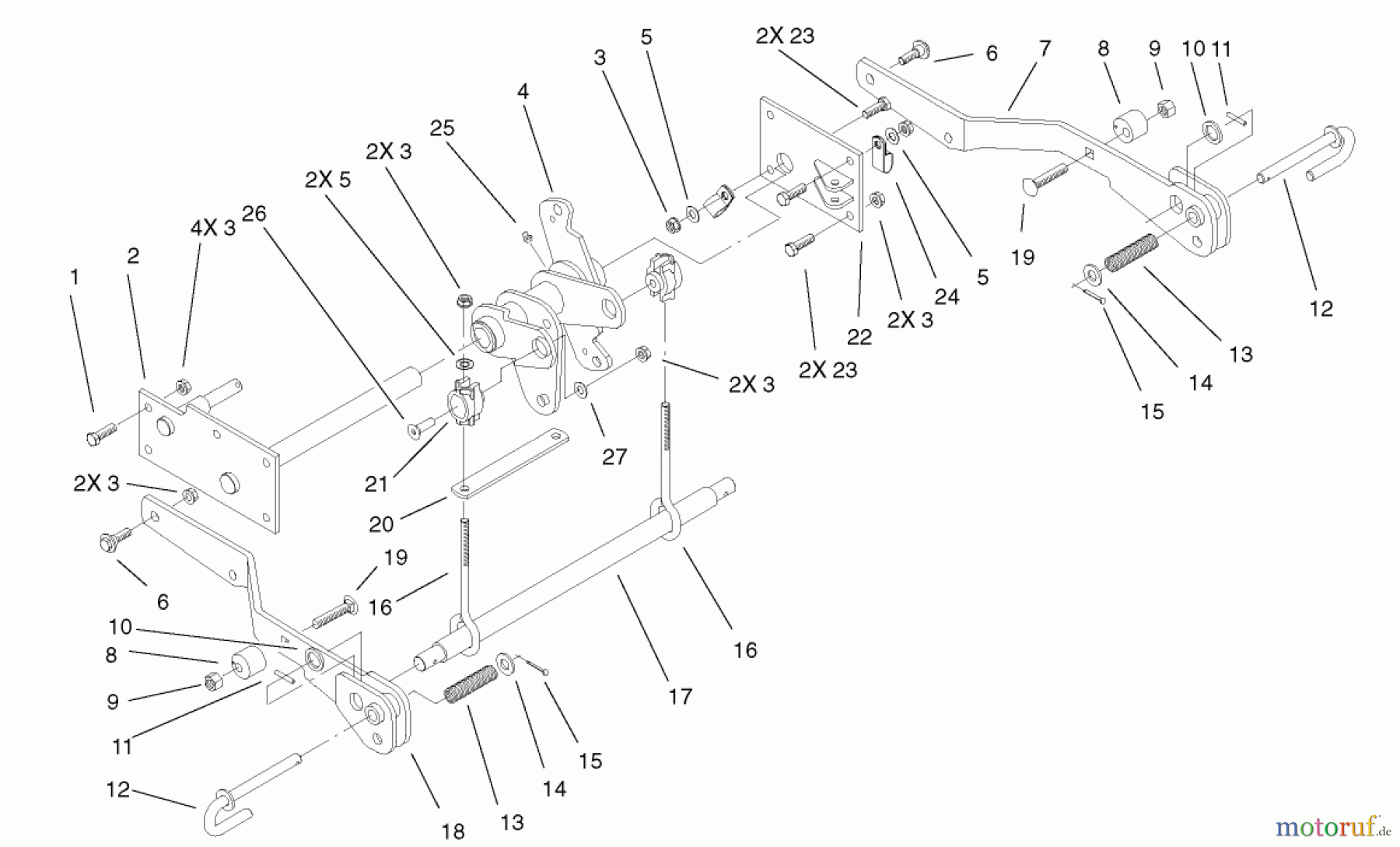  Toro Neu Mowers, Lawn & Garden Tractor Seite 1 73561 (522xi) - Toro 522xi Garden Tractor, 2002 (220000001-220999999) HYDRO LIFT LOWER ASSEMBLY