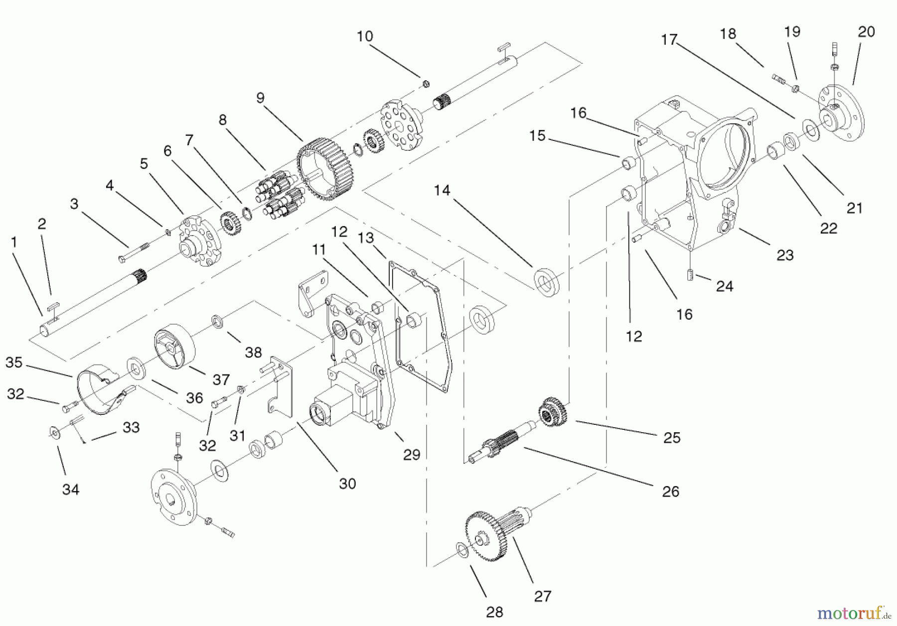  Toro Neu Mowers, Lawn & Garden Tractor Seite 1 73561 (522xi) - Toro 522xi Garden Tractor, 2002 (220000001-220999999) HYDRO TRANSAXLE ASSEMBLY #1