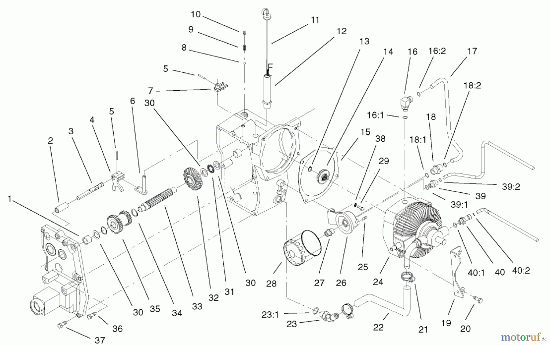  Toro Neu Mowers, Lawn & Garden Tractor Seite 1 73561 (522xi) - Toro 522xi Garden Tractor, 2002 (220000001-220999999) HYDRO TRANSAXLE ASSEMBLY #2