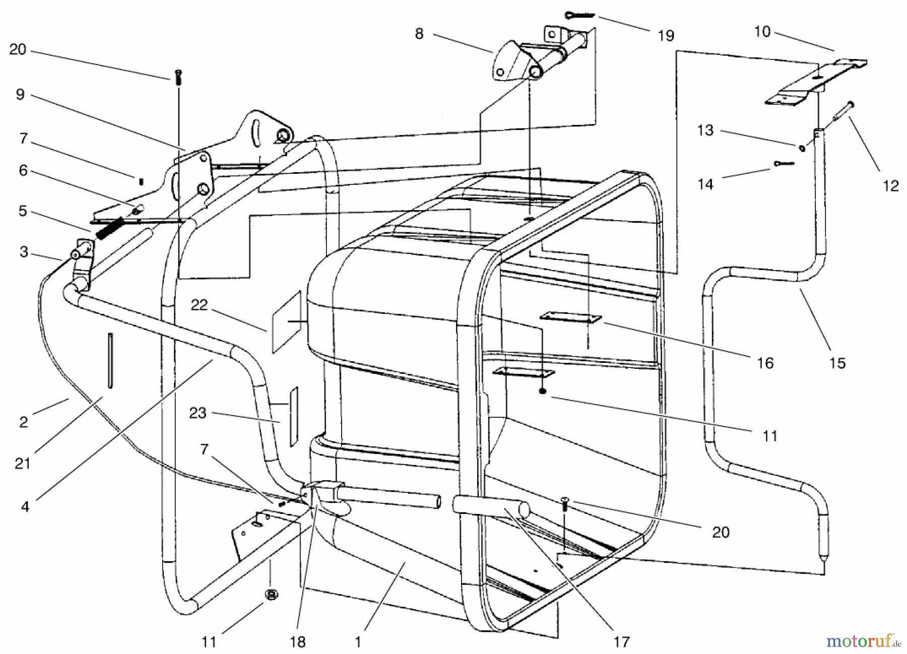 Toro Neu Accessories, Mower 79451 - Toro Quiet Collector, Wheel Horse 5xi Series Garden Tractors, 1998 (8900001-8900225) COLLECTOR REAR SECTION ASSEMBLY