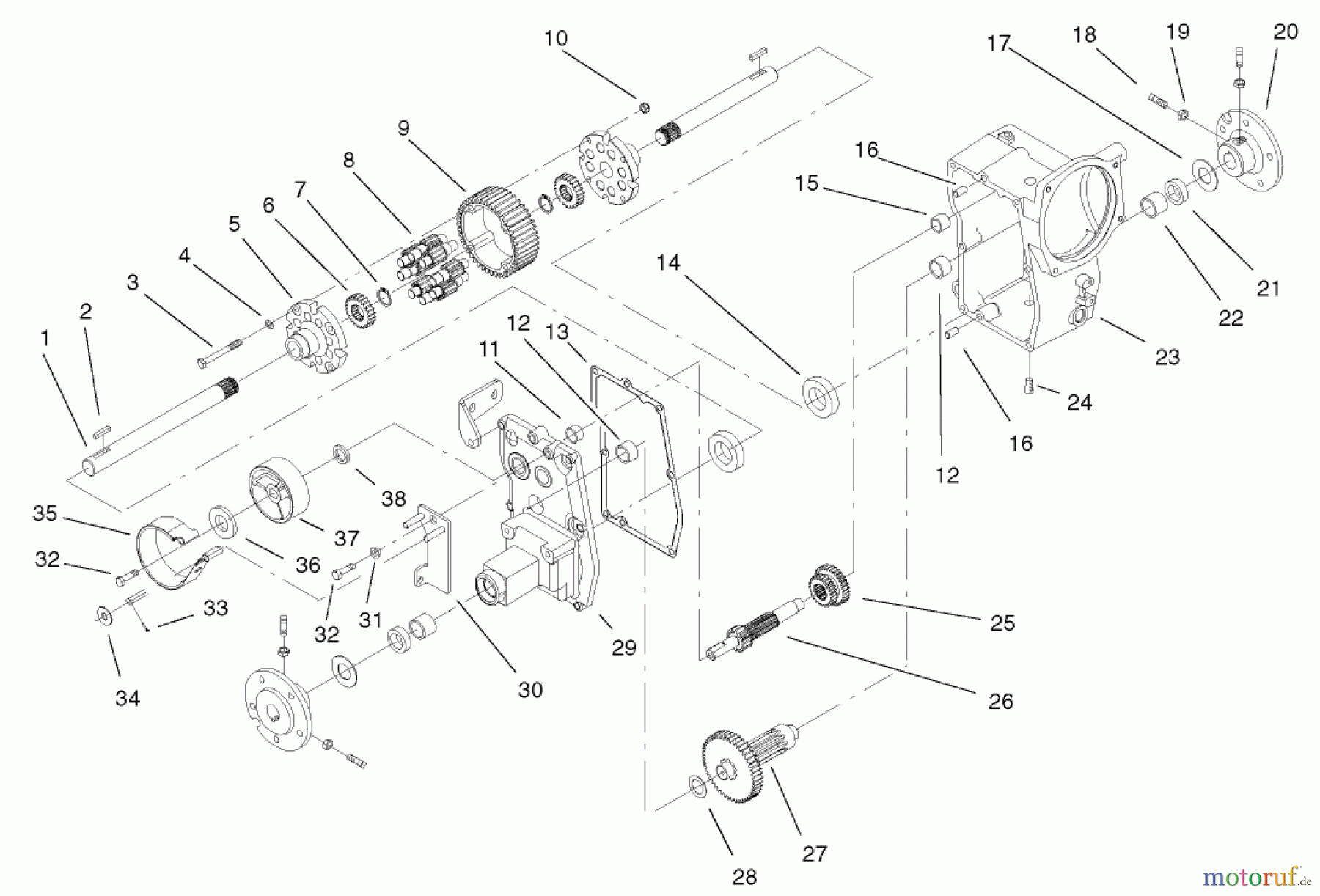  Toro Neu Mowers, Lawn & Garden Tractor Seite 1 73561 (522xi) - Toro 522xi Garden Tractor, 2003 (230000001-230999999) HYDRO TRANSAXLE ASSEMBLY