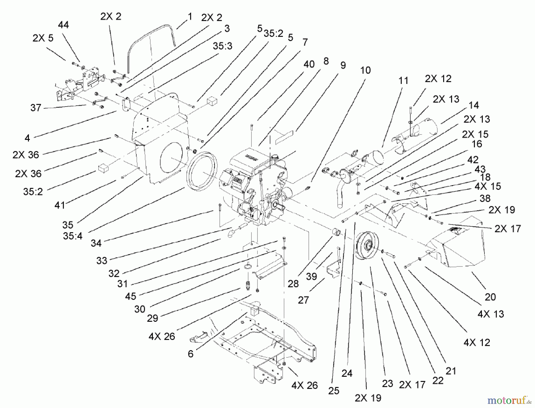  Toro Neu Mowers, Lawn & Garden Tractor Seite 1 73561 (550) - Toro 550 Garden Tractor, 2005 (250000001-250999999) AIR COOLED ENGINE ASSEMBLY