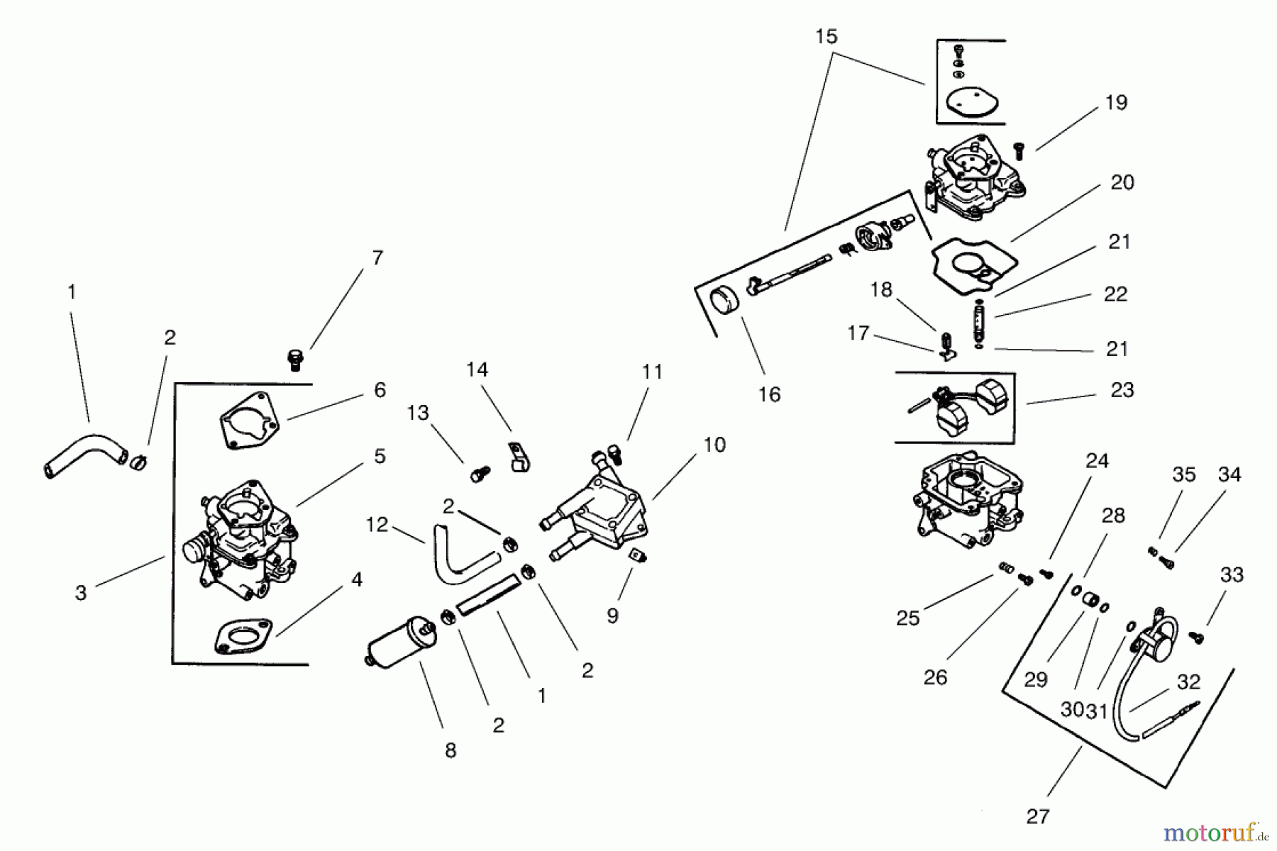 Toro Neu Mowers, Lawn & Garden Tractor Seite 1 73561 (550) - Toro 550 Garden Tractor, 2005 (250000001-250999999) FUEL SYSTEM ASSEMBLY KOHLER CH22S-66545